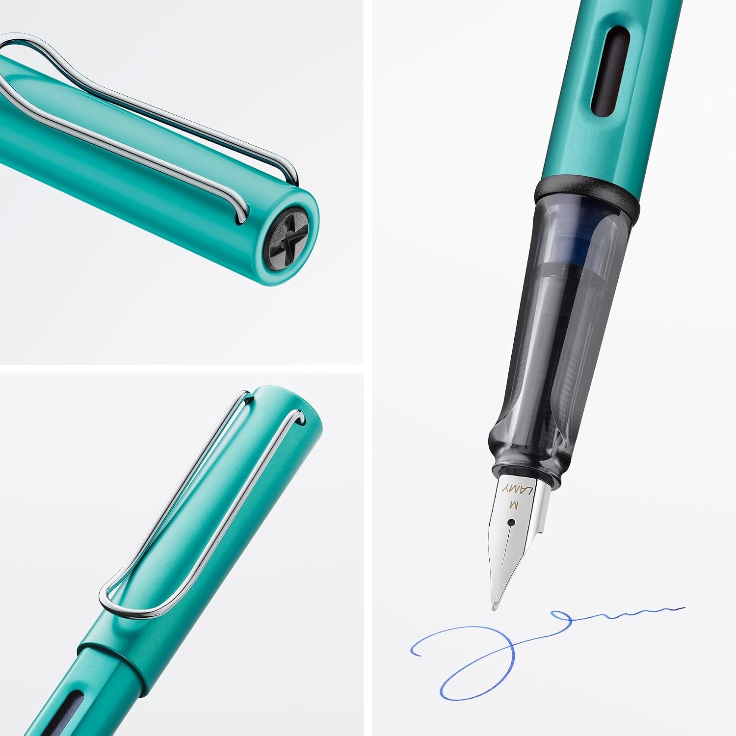 image:imageLAMY ALstar black Fountain Pen with ergonomic grip amp black steel nib in size EF lightweight aluminum body including LAMY T 10 blue cartridge RightHandedturmaline