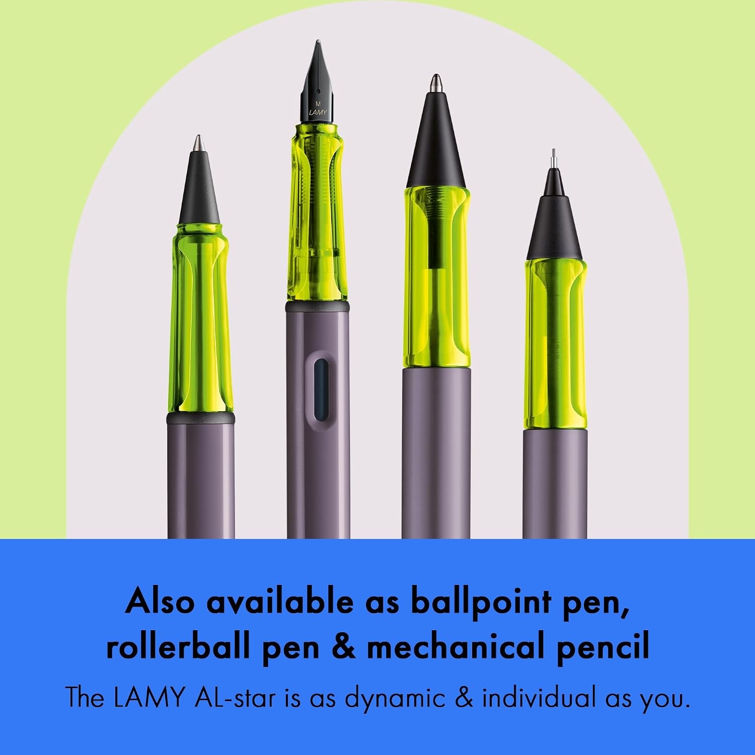 image:imageLAMY ALstar black Fountain Pen with ergonomic grip amp black steel nib in size EF lightweight aluminum body including LAMY T 10 blue cartridge RightHandedaubergine