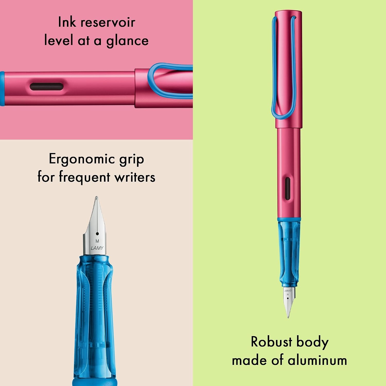 image:imageLAMY ALstar black Fountain Pen with ergonomic grip amp black steel nib in size EF lightweight aluminum body including LAMY T 10 blue cartridge RightHandedrollerskate