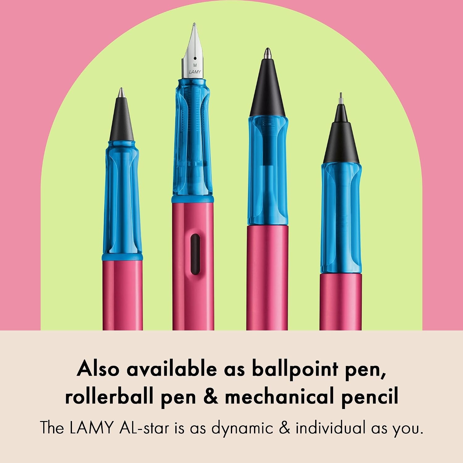 image:imageLAMY ALstar black Fountain Pen with ergonomic grip amp black steel nib in size EF lightweight aluminum body including LAMY T 10 blue cartridge RightHandedrollerskate