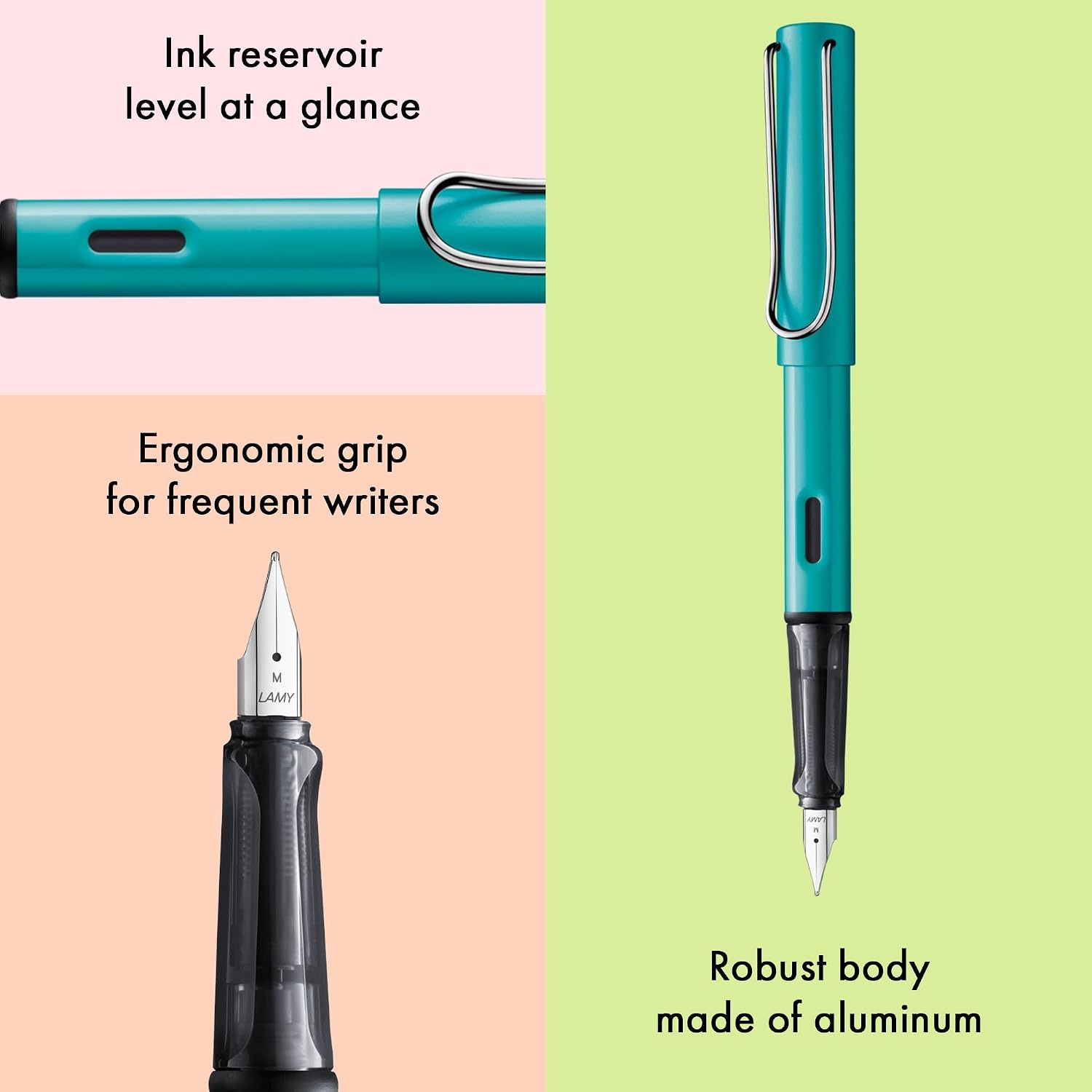 image:imageLAMY ALstar black Fountain Pen with ergonomic grip amp black steel nib in size EF lightweight aluminum body including LAMY T 10 blue cartridge RightHandedturmaline