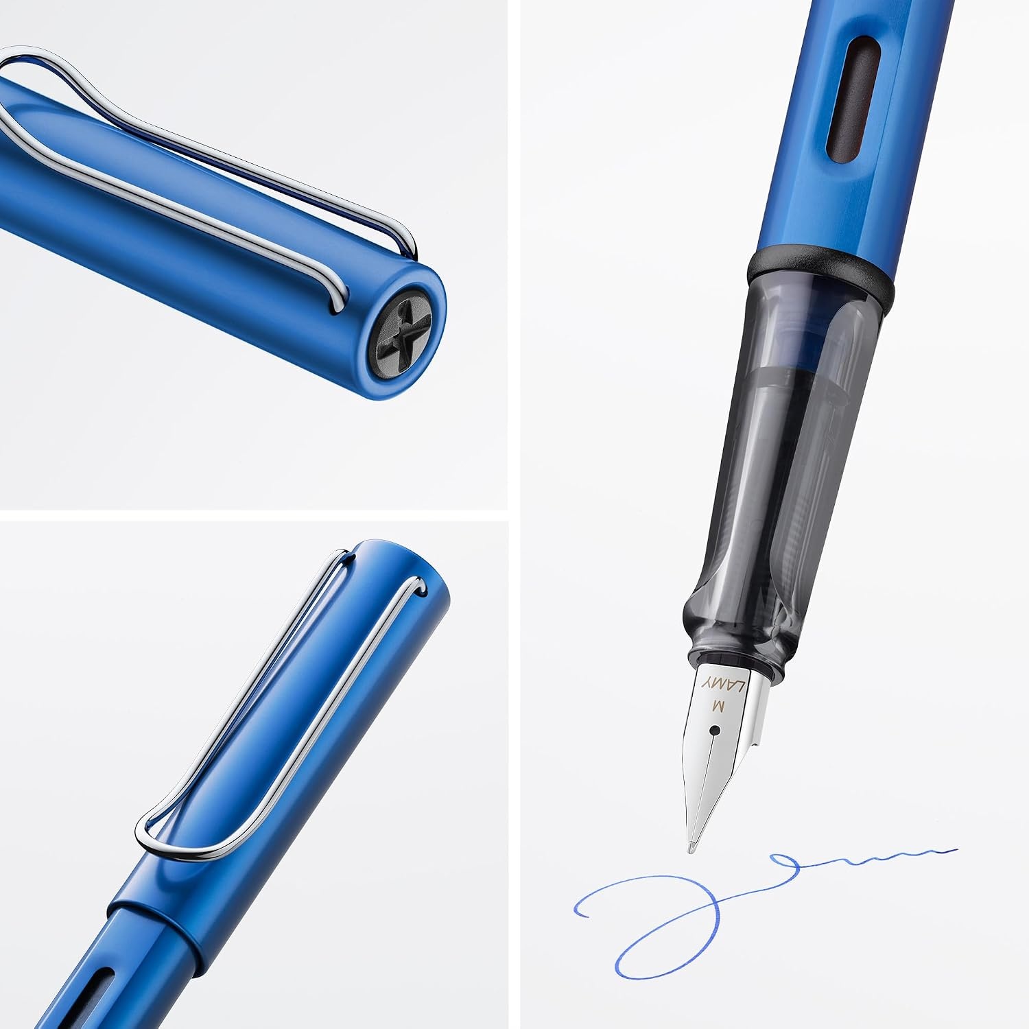 image:imageLAMY ALstar black Fountain Pen with ergonomic grip amp black steel nib in size EF lightweight aluminum body including LAMY T 10 blue cartridge RightHandedoceanblue