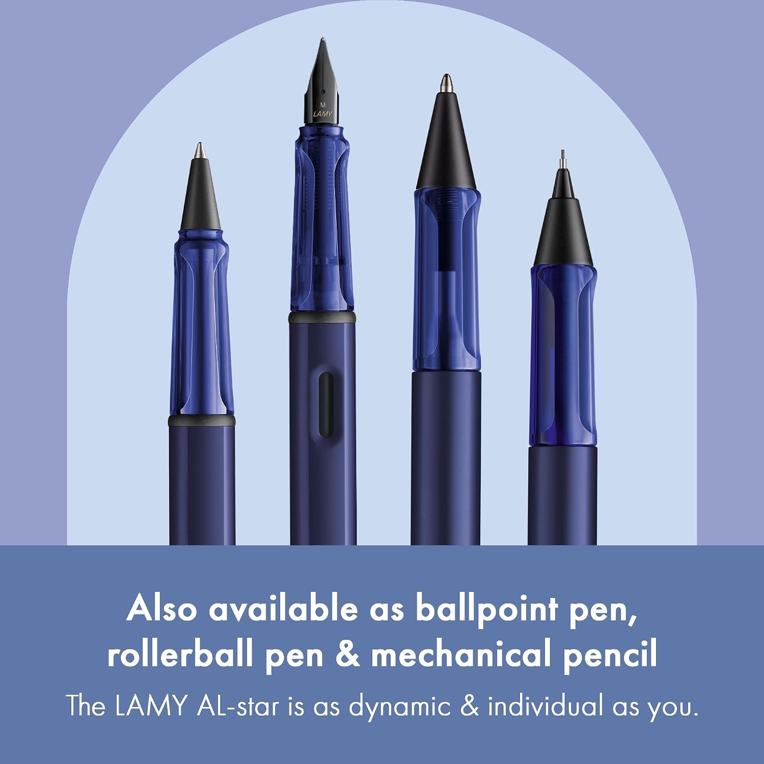 image:imageLAMY ALstar black Fountain Pen with ergonomic grip amp black steel nib in size EF lightweight aluminum body including LAMY T 10 blue cartridge RightHandeddark dusk