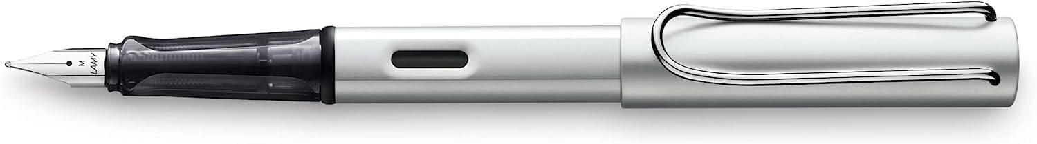 image:imageLAMY ALstar black Fountain Pen with ergonomic grip amp black steel nib in size EF lightweight aluminum body including LAMY T 10 blue cartridge RightHandedwhitesilver