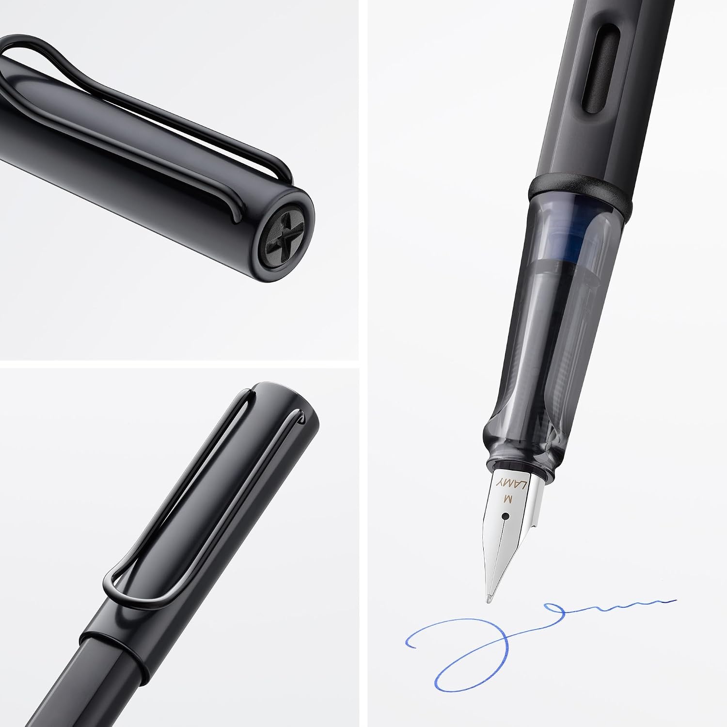image:imageLAMY ALstar black Fountain Pen with ergonomic grip amp black steel nib in size EF lightweight aluminum body including LAMY T 10 blue cartridge RightHandedblack