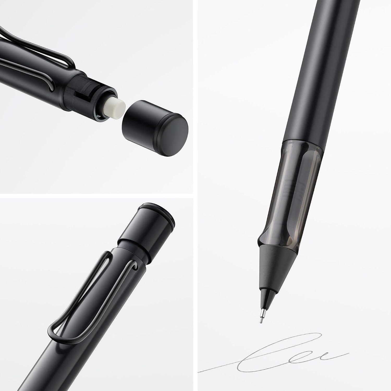 image:imageLAMY ALstar black Mechanical Pencil with transparent ergonomic grip amp lightweight aluminum body including LAMY M 41 fine line refill 05 mm amp eraser tipBlack