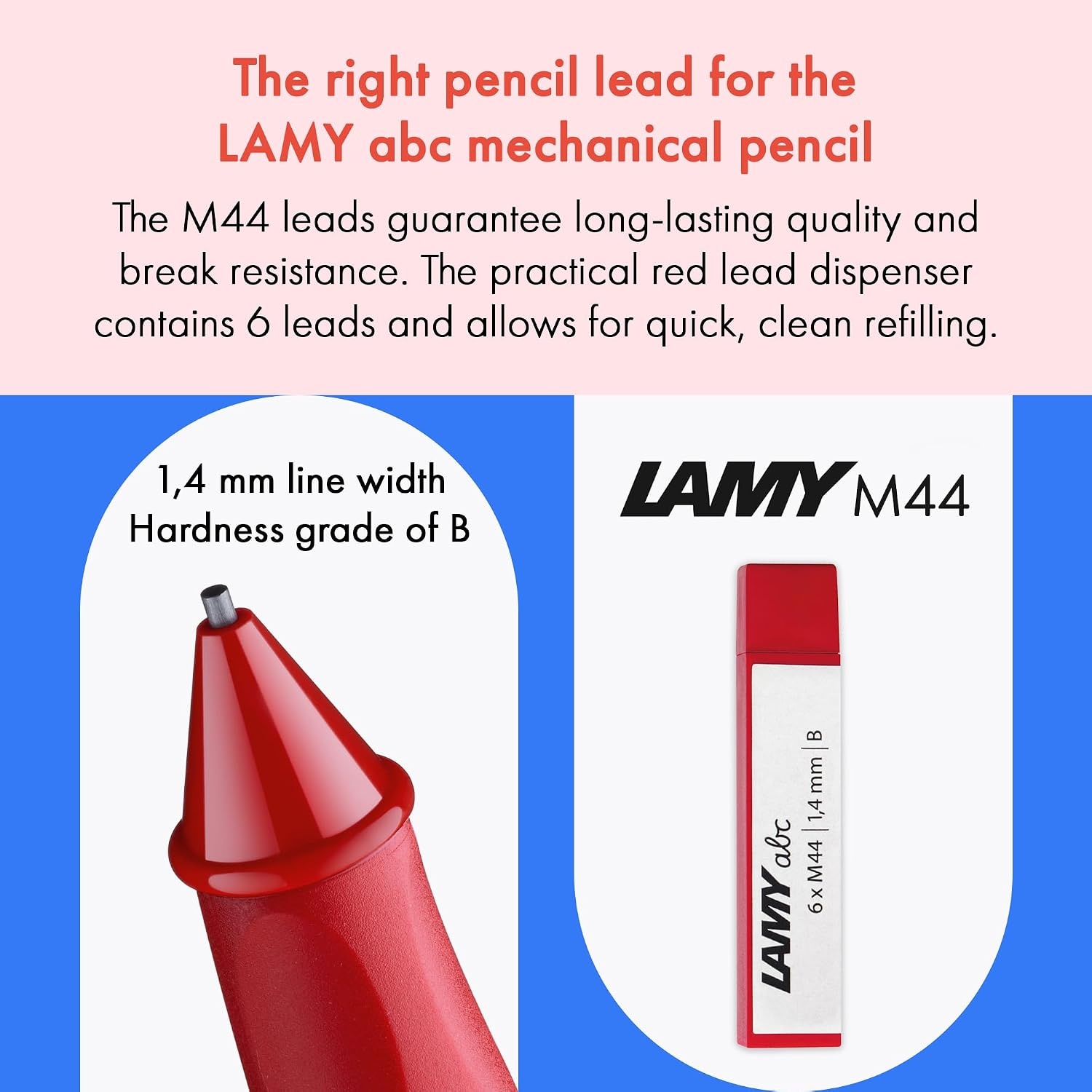 image:imageLAMY abc red childfriendly Mechanical Pencil for writing beginners with ergonomic grip amp robust maple wood including LAMY M 44 fine line refill 14 mmBlack