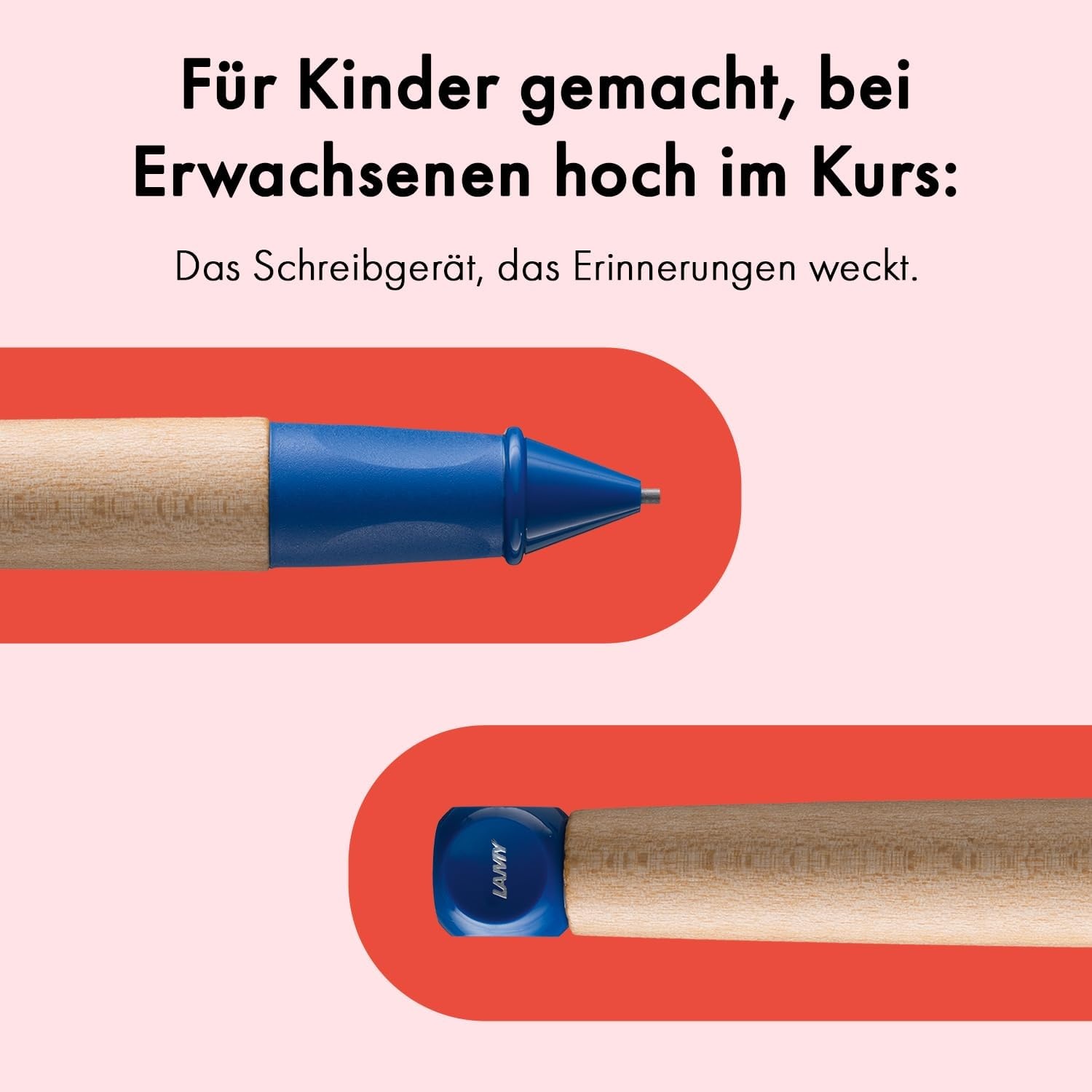 image:imageLAMY abc red childfriendly Mechanical Pencil for writing beginners with ergonomic grip amp robust maple wood including LAMY M 44 fine line refill 14 mmBlue