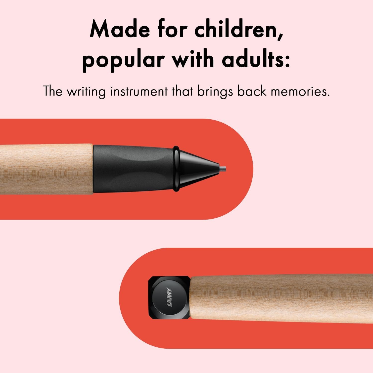 image:imageLAMY abc red childfriendly Mechanical Pencil for writing beginners with ergonomic grip amp robust maple wood including LAMY M 44 fine line refill 14 mmBlack