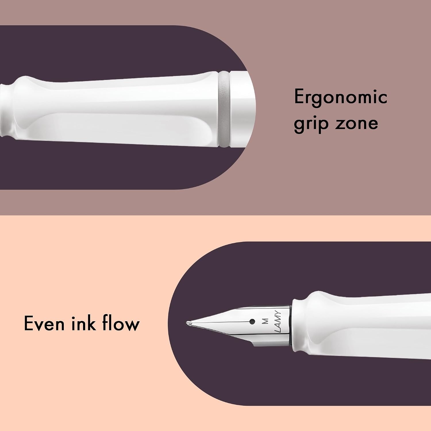 image:imageLAMY safari umbra Fountain Pen with ergonomic grip amp black steel nib in size M ideal for any Writing amp Calligraphy including LAMY T 10 blue cartridge RightHandedwhite