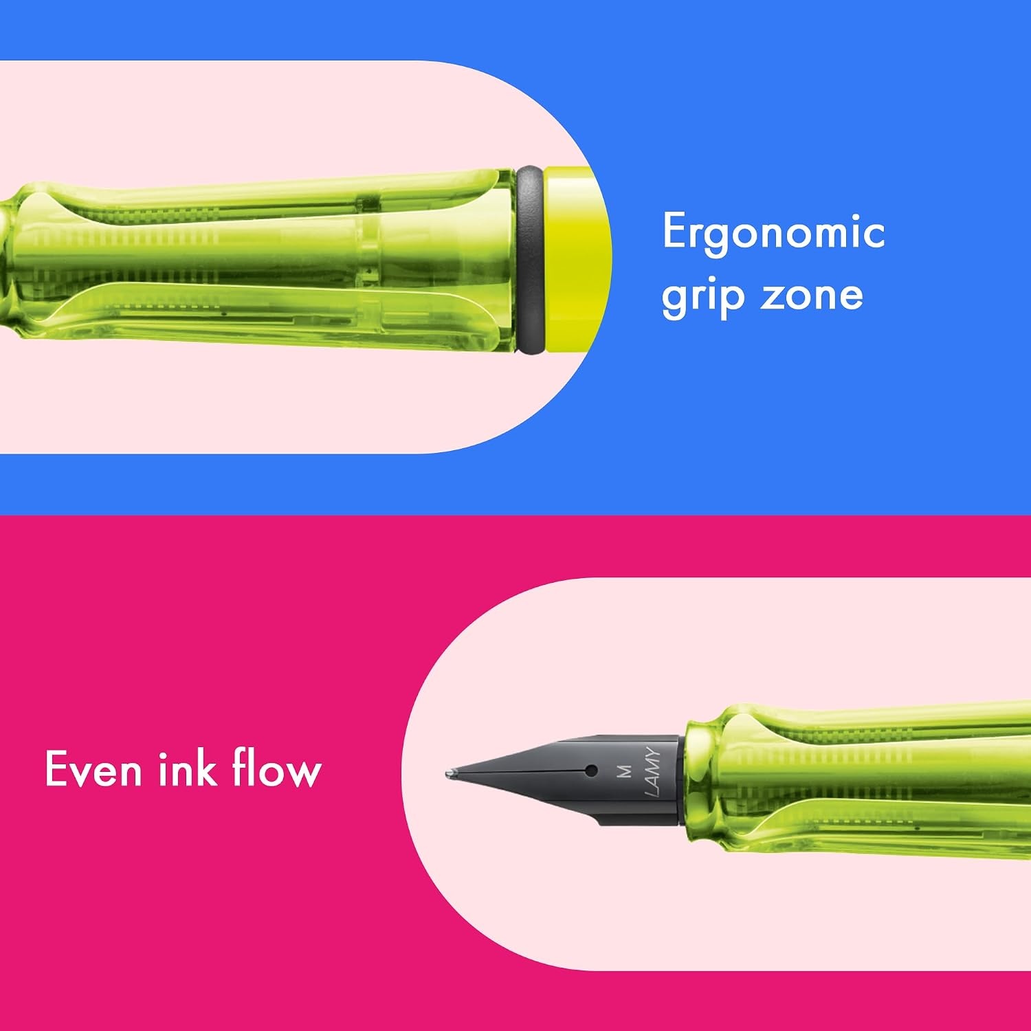 image:imageLAMY safari umbra Fountain Pen with ergonomic grip amp black steel nib in size M ideal for any Writing amp Calligraphy including LAMY T 10 blue cartridge RightHandedneonyellow