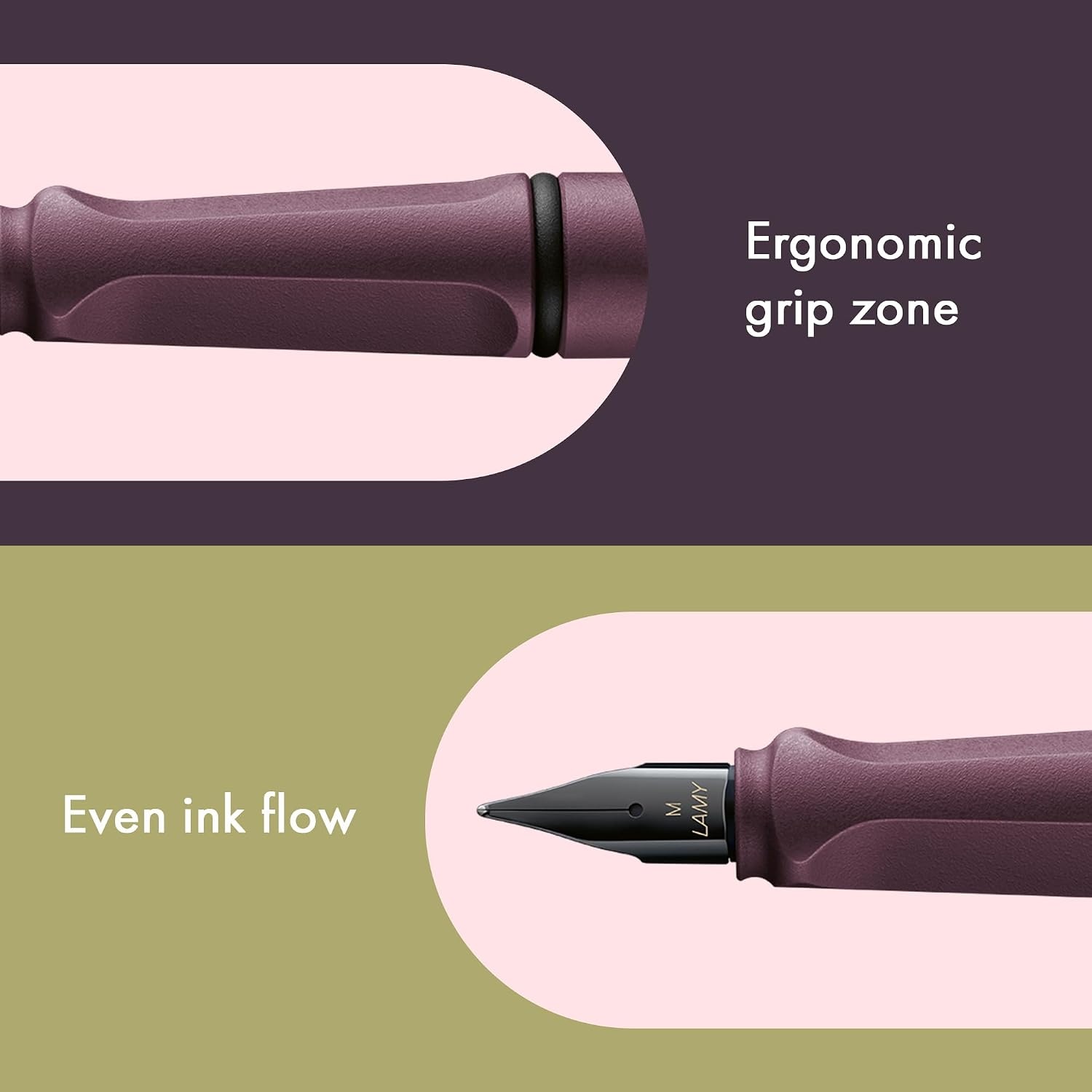 image:imageLAMY safari umbra Fountain Pen with ergonomic grip amp black steel nib in size M ideal for any Writing amp Calligraphy including LAMY T 10 blue cartridge RightHandedscarlet