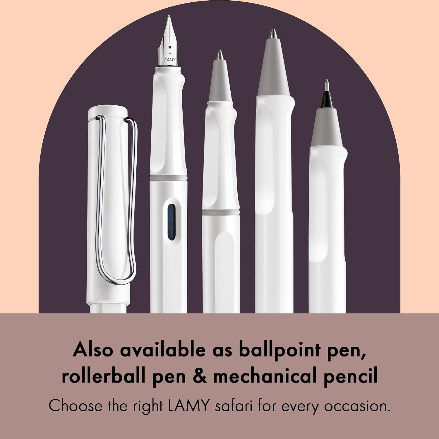 image:imageLAMY safari umbra Fountain Pen with ergonomic grip amp black steel nib in size M ideal for any Writing amp Calligraphy including LAMY T 10 blue cartridge RightHandedwhite
