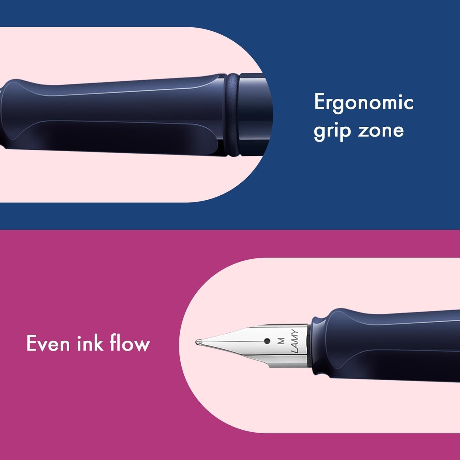 image:imageLAMY safari umbra Fountain Pen with ergonomic grip amp black steel nib in size M ideal for any Writing amp Calligraphy including LAMY T 10 blue cartridge RightHandeddark dusk