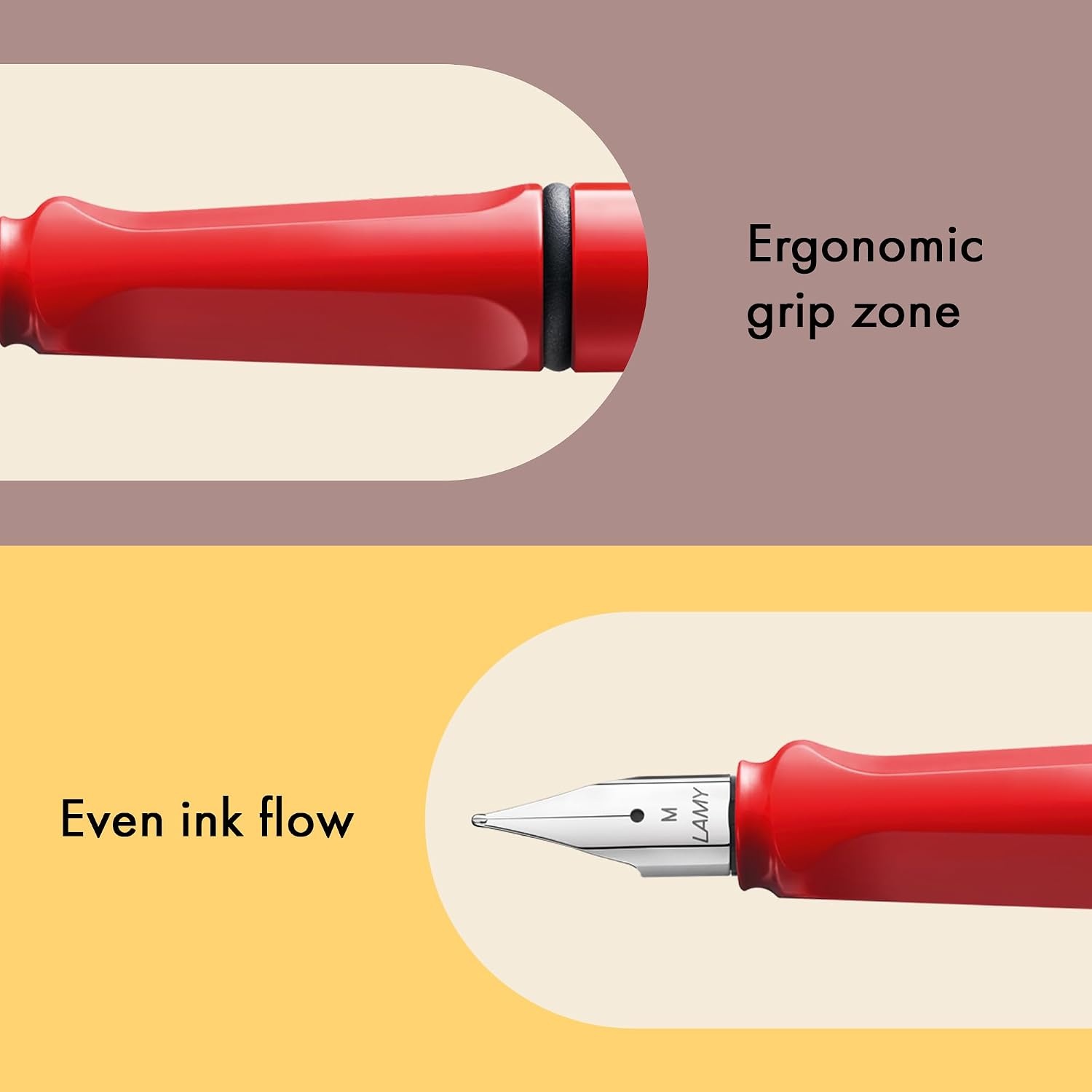 image:imageLAMY safari umbra Fountain Pen with ergonomic grip amp black steel nib in size M ideal for any Writing amp Calligraphy including LAMY T 10 blue cartridge RightHandedred