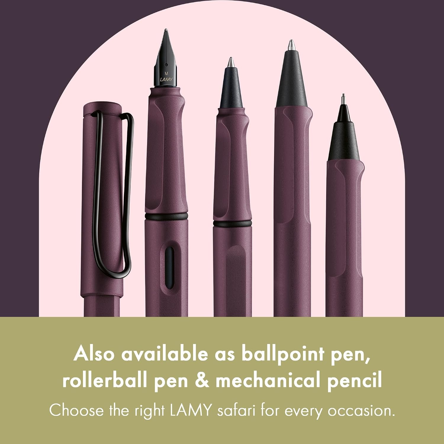 image:imageLAMY safari umbra Fountain Pen with ergonomic grip amp black steel nib in size M ideal for any Writing amp Calligraphy including LAMY T 10 blue cartridge RightHandedscarlet