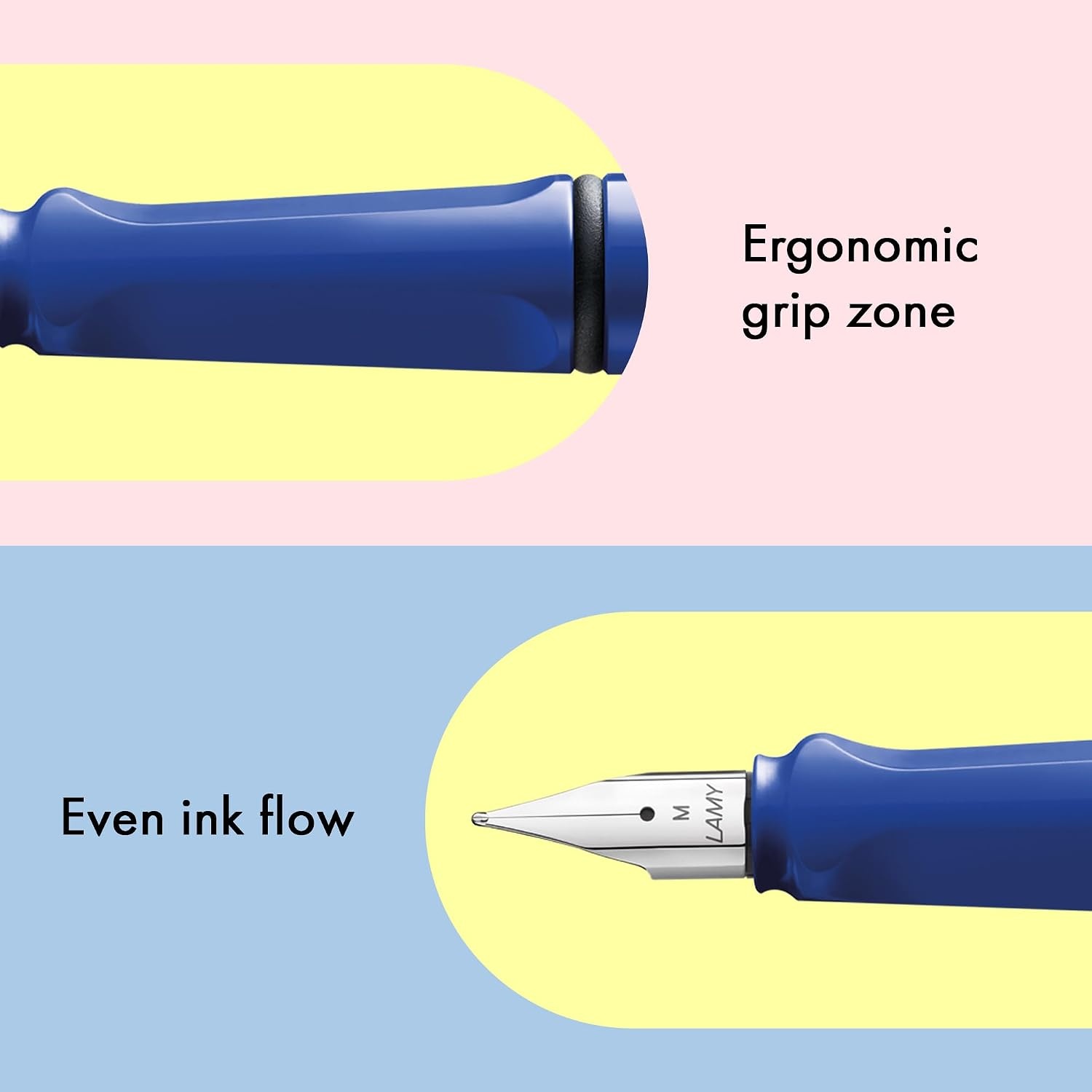 image:imageLAMY safari umbra Fountain Pen with ergonomic grip amp black steel nib in size M ideal for any Writing amp Calligraphy including LAMY T 10 blue cartridge RightHandedblue