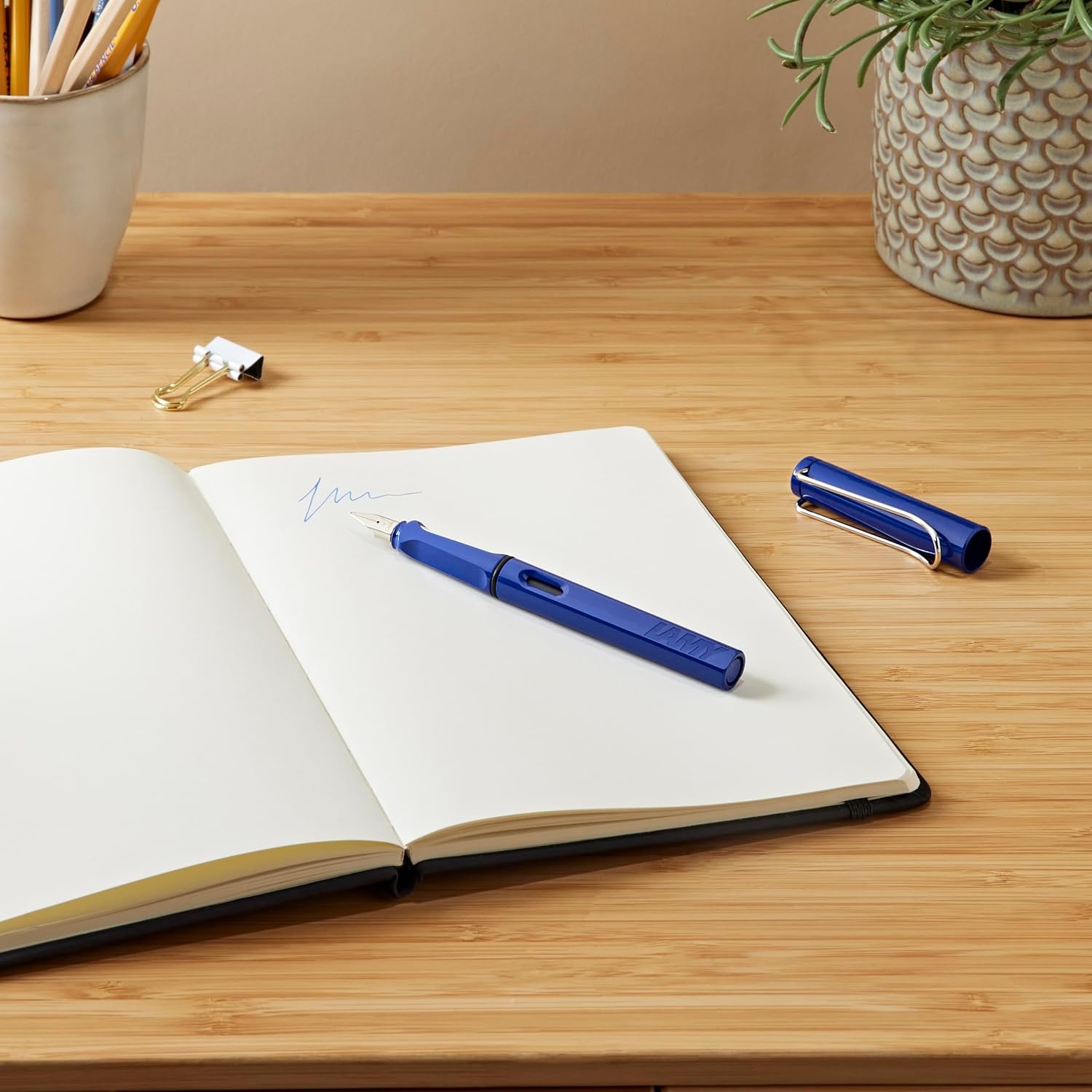 image:imageLAMY safari umbra Fountain Pen with ergonomic grip amp black steel nib in size M ideal for any Writing amp Calligraphy including LAMY T 10 blue cartridge RightHandedblue