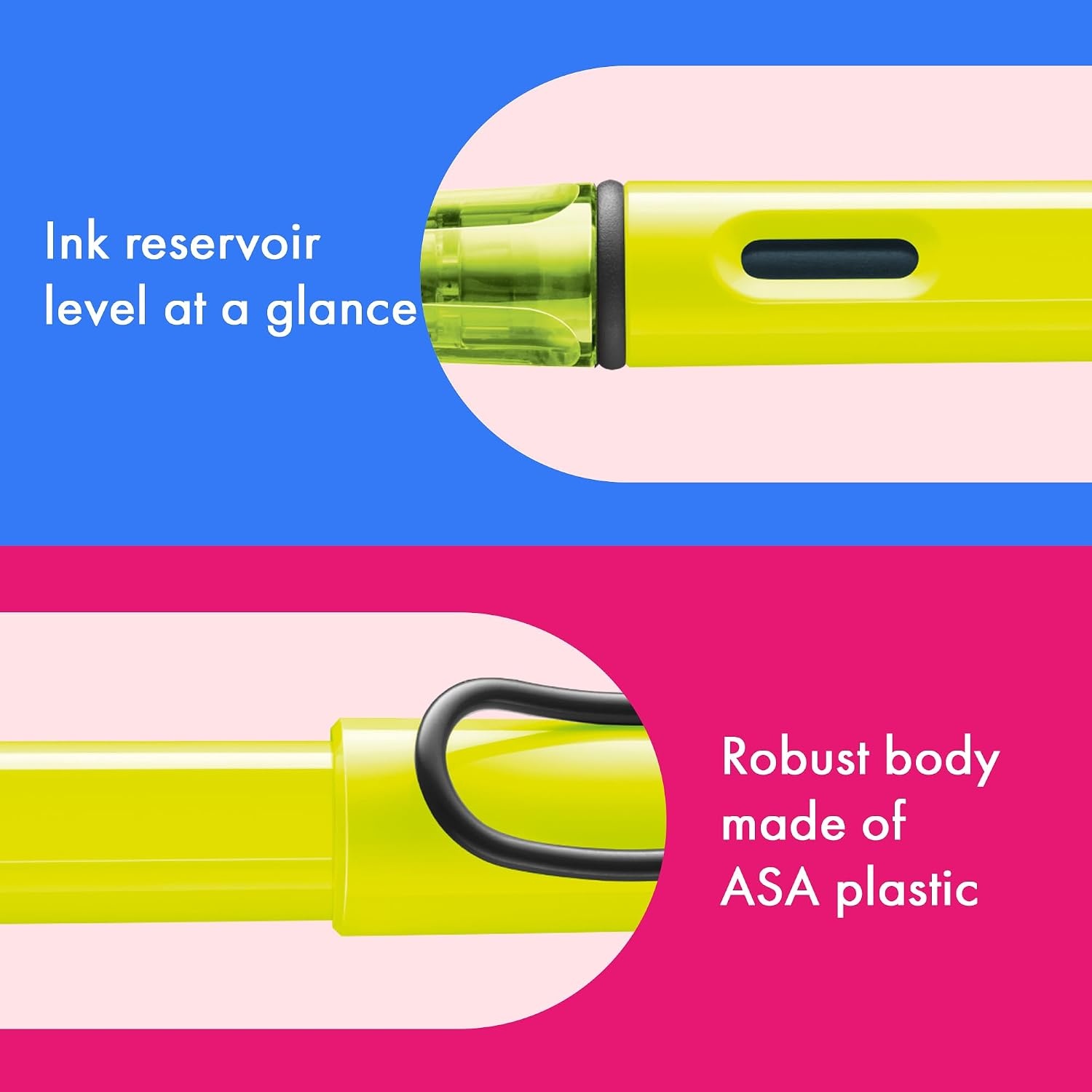 image:imageLAMY safari umbra Fountain Pen with ergonomic grip amp black steel nib in size M ideal for any Writing amp Calligraphy including LAMY T 10 blue cartridge RightHandedneonyellow
