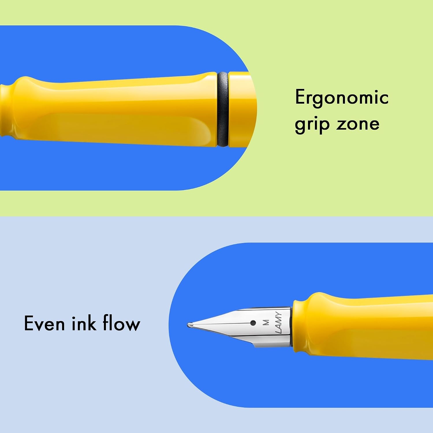 image:imageLAMY safari umbra Fountain Pen with ergonomic grip amp black steel nib in size M ideal for any Writing amp Calligraphy including LAMY T 10 blue cartridge RightHandedyellow