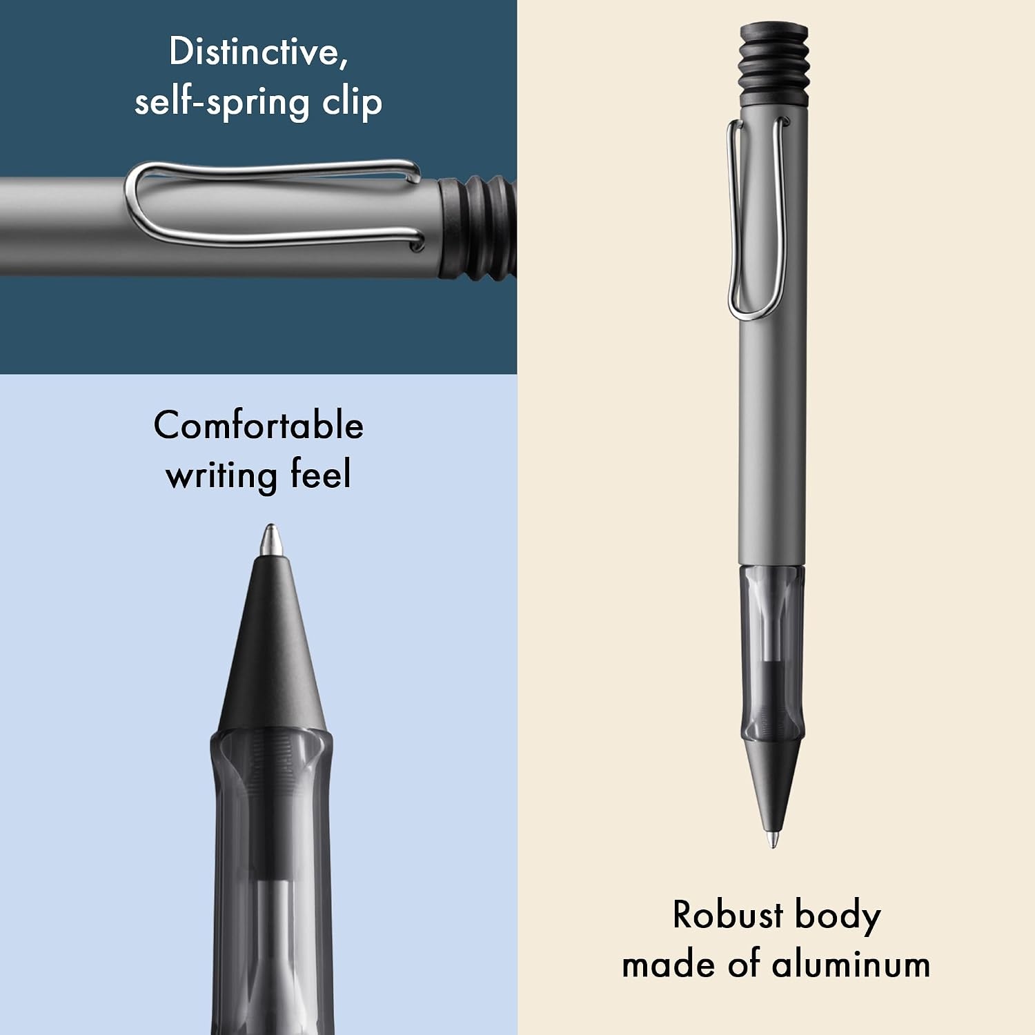 image:imageLamy ALstar black purple Ballpoint Pen with transparent ergonomic grip amp line width M lightweight aluminium body including large capacity refill M 16 in blackgraphite