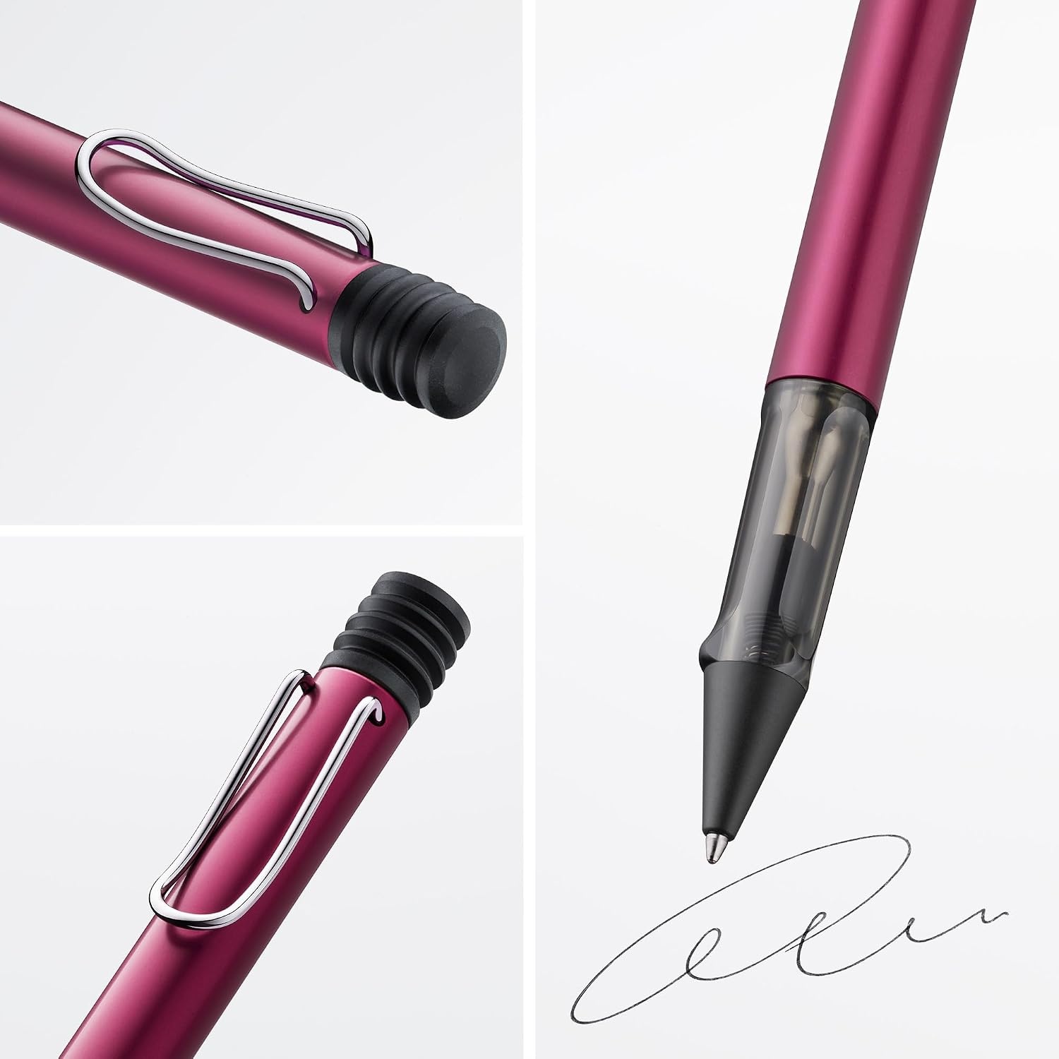 image:imageLamy ALstar black purple Ballpoint Pen with transparent ergonomic grip amp line width M lightweight aluminium body including large capacity refill M 16 in blackblack purple