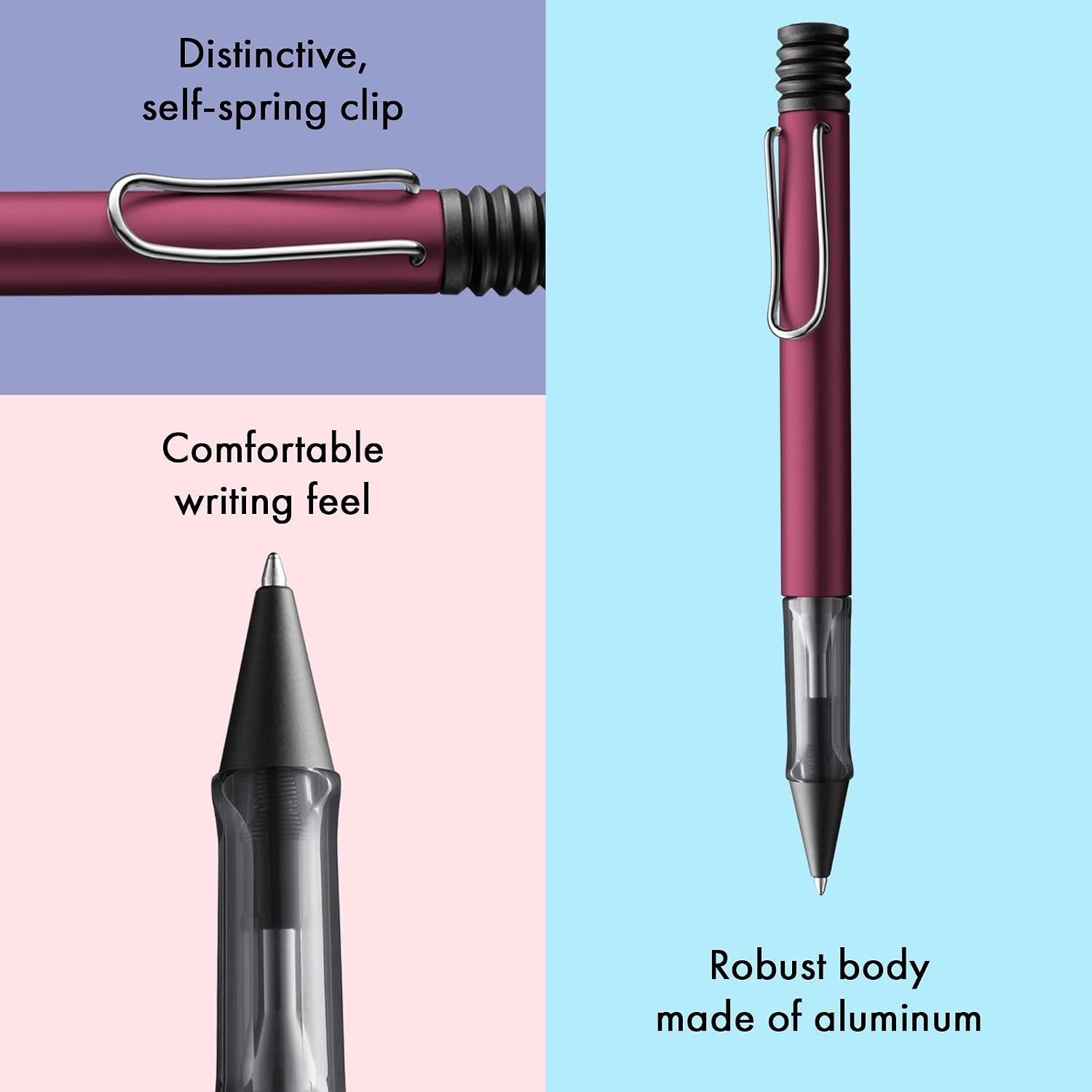 image:imageLamy ALstar black purple Ballpoint Pen with transparent ergonomic grip amp line width M lightweight aluminium body including large capacity refill M 16 in blackblack purple