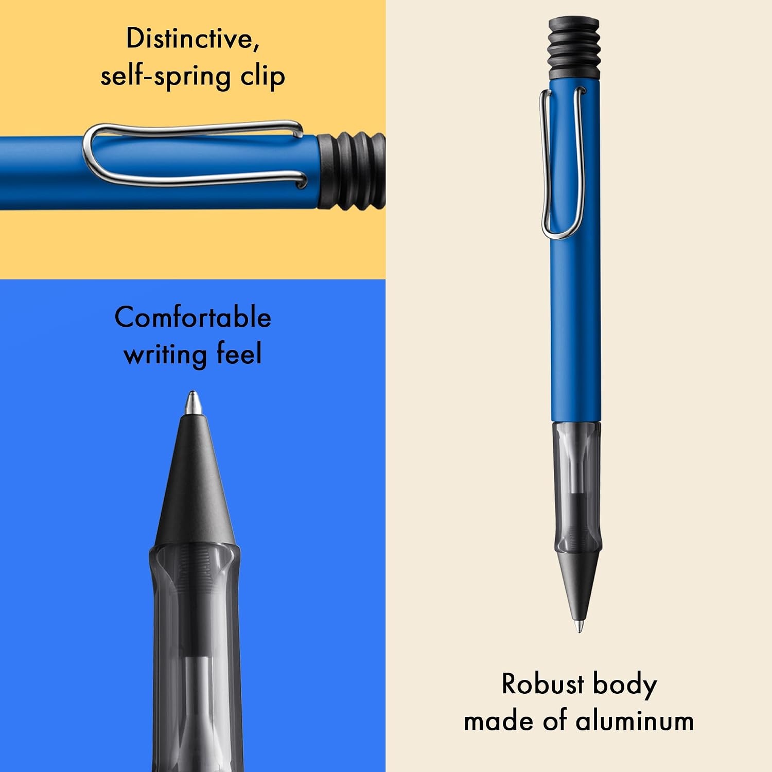 image:imageLamy ALstar black purple Ballpoint Pen with transparent ergonomic grip amp line width M lightweight aluminium body including large capacity refill M 16 in blackoceanblue