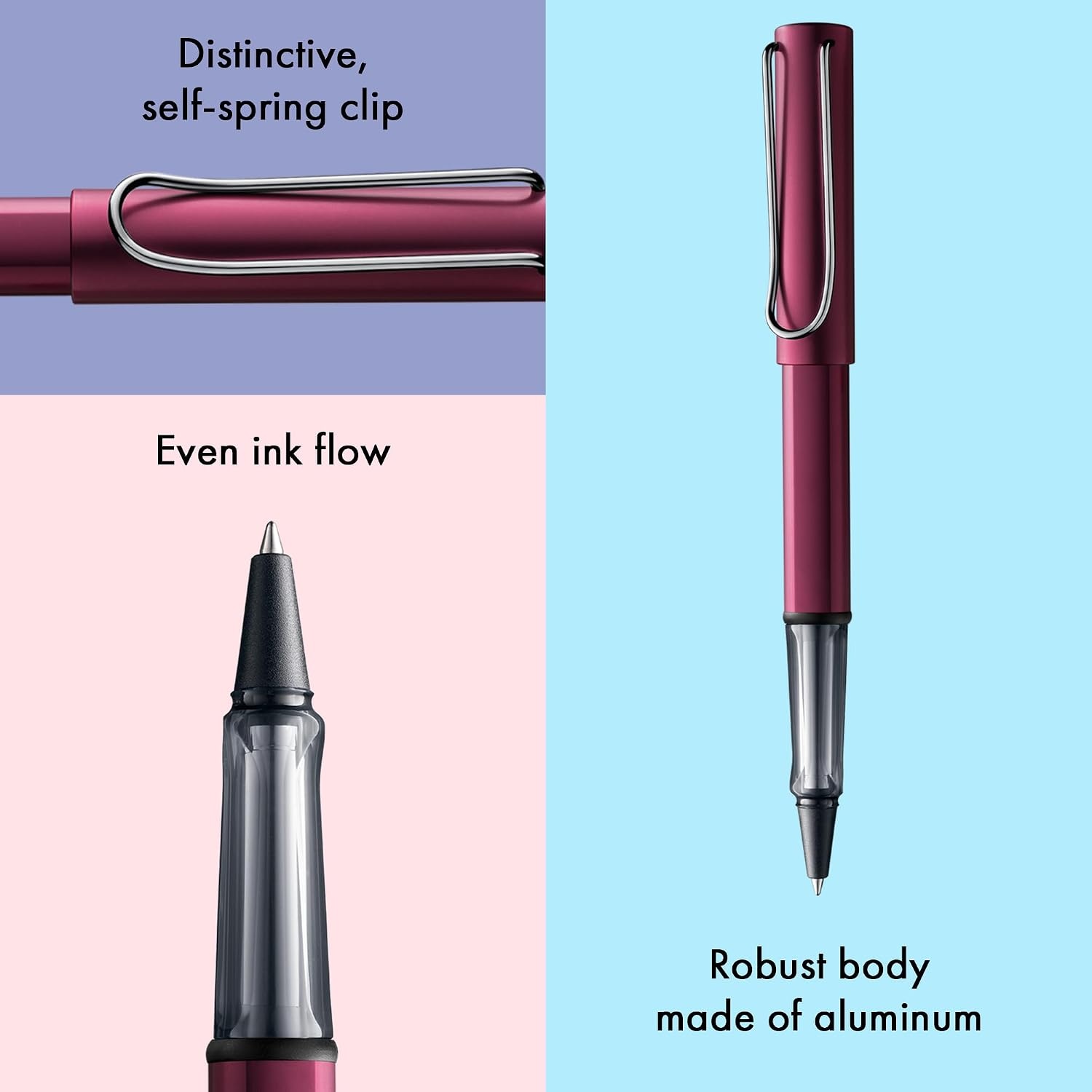 image:imageLamy ALstar turmaline Rollerball Pen pen with transparent ergonomic grip amp line width M lightweight aluminum body including rollerball refill M 63 in blackblack purple