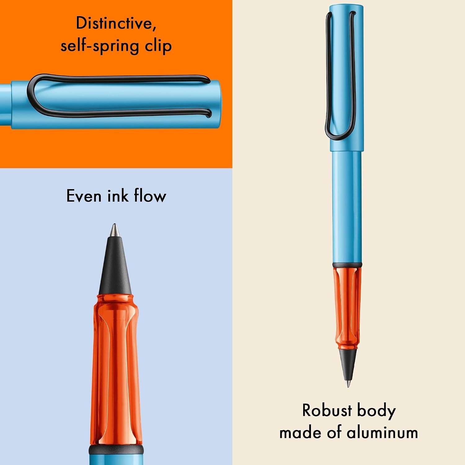image:imageLamy ALstar turmaline Rollerball Pen pen with transparent ergonomic grip amp line width M lightweight aluminum body including rollerball refill M 63 in blackdenim