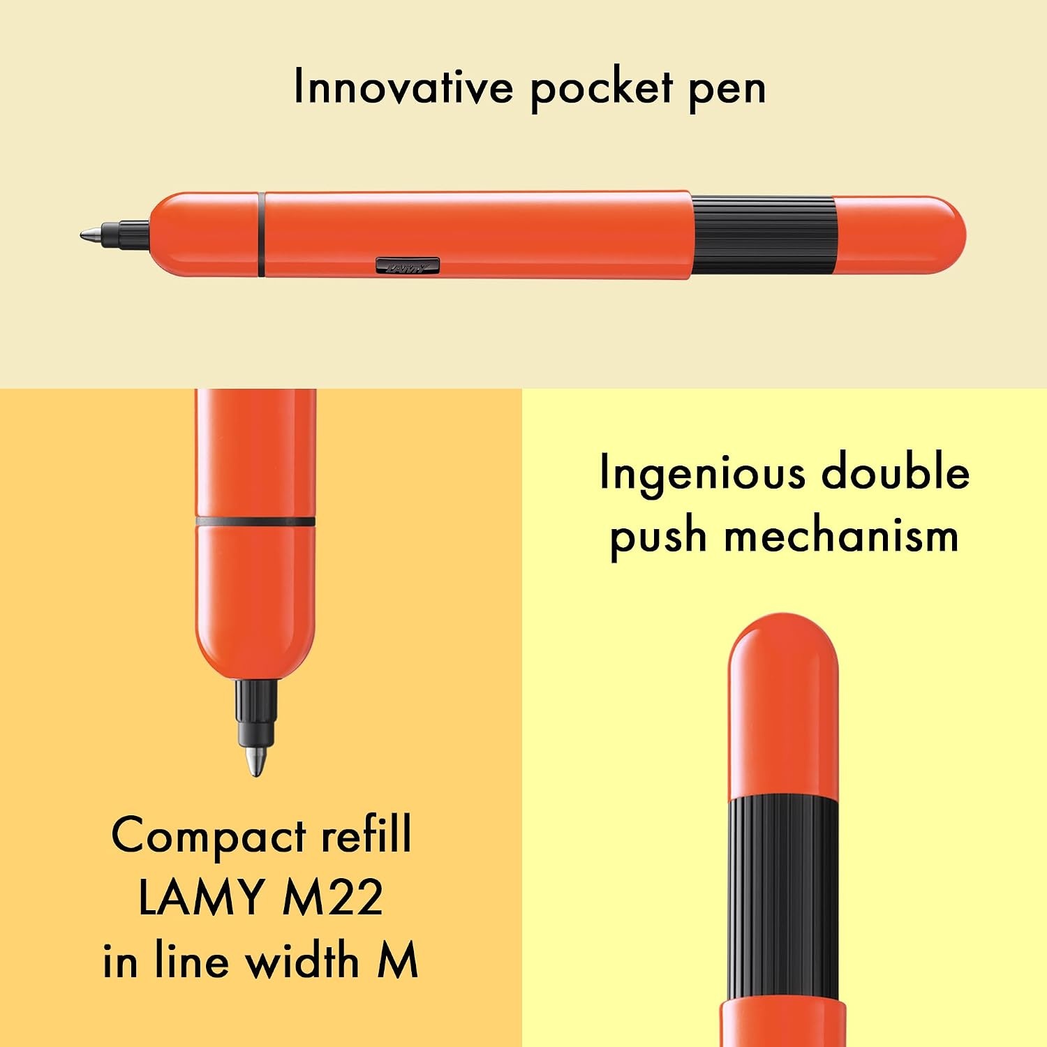 image:imageLamy Pico Pocket Ballpoint Pen Imperial Blue Medium M amp Black RefillLaser Orange