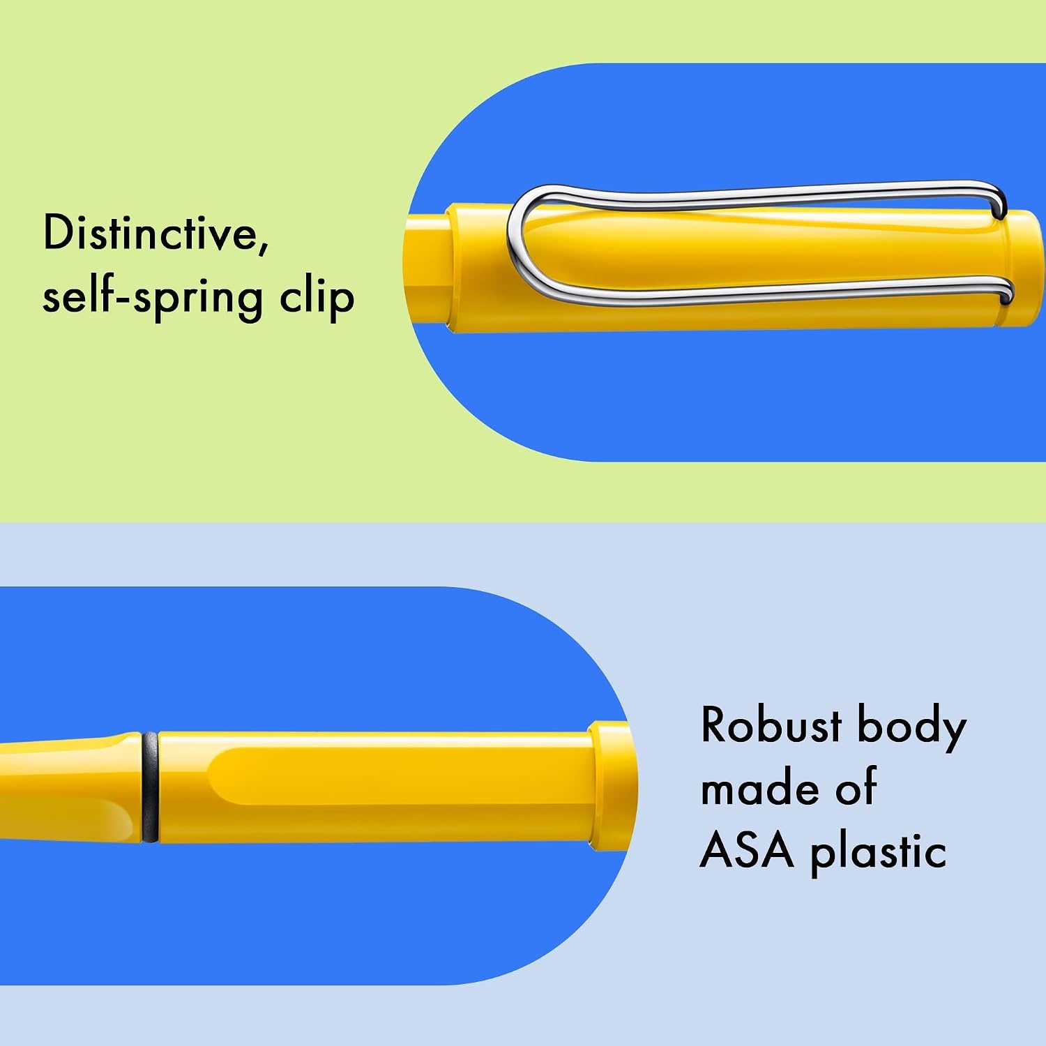 image:imageLamy safari blue Rollerball Pen with ergonomic grip amp line width M for pleasant long writing made of robust ASA plastic including rollerball refill M 63 in blueyellow