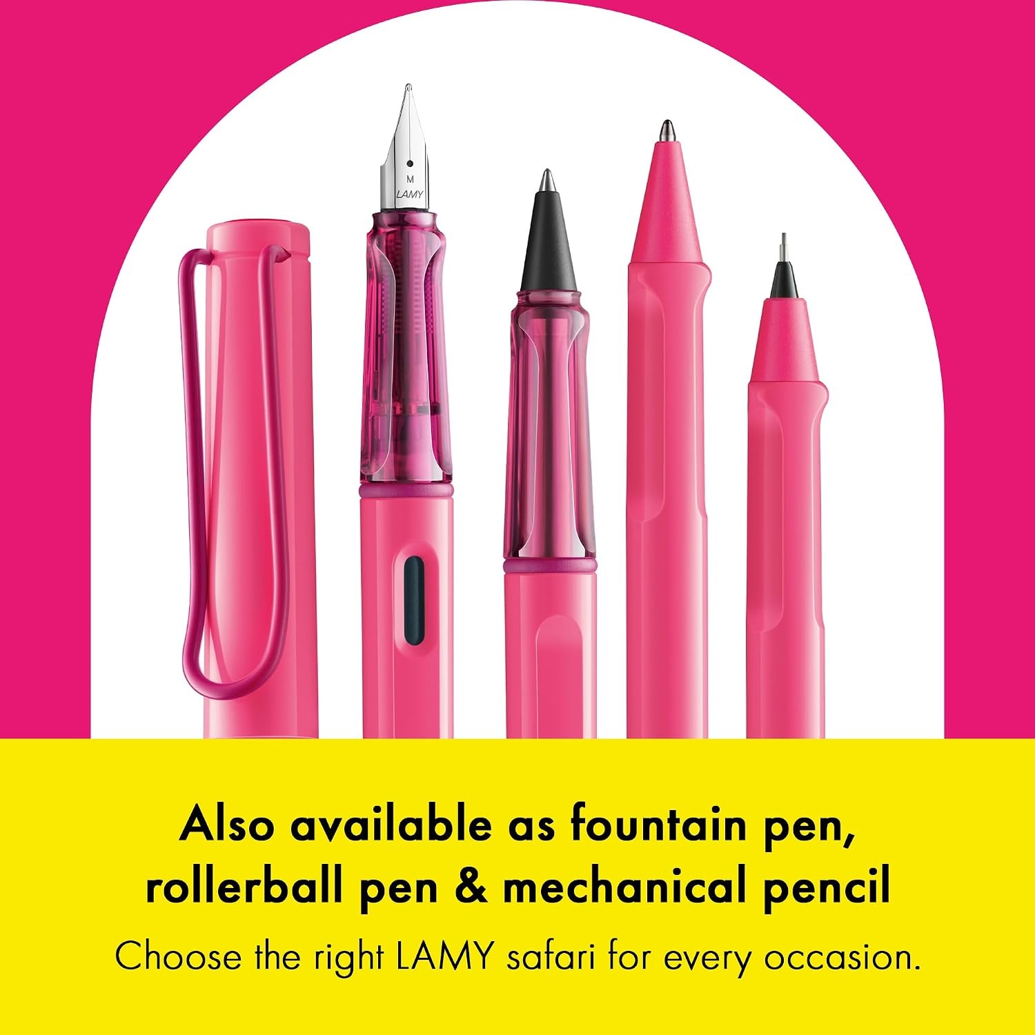 image:imageLamy safari umbra Ballpoint Pen with ergonomic grip amp line width M for pleasant long writing made of robust ASA plastic including large capacity refill M 16 in blackneonpink