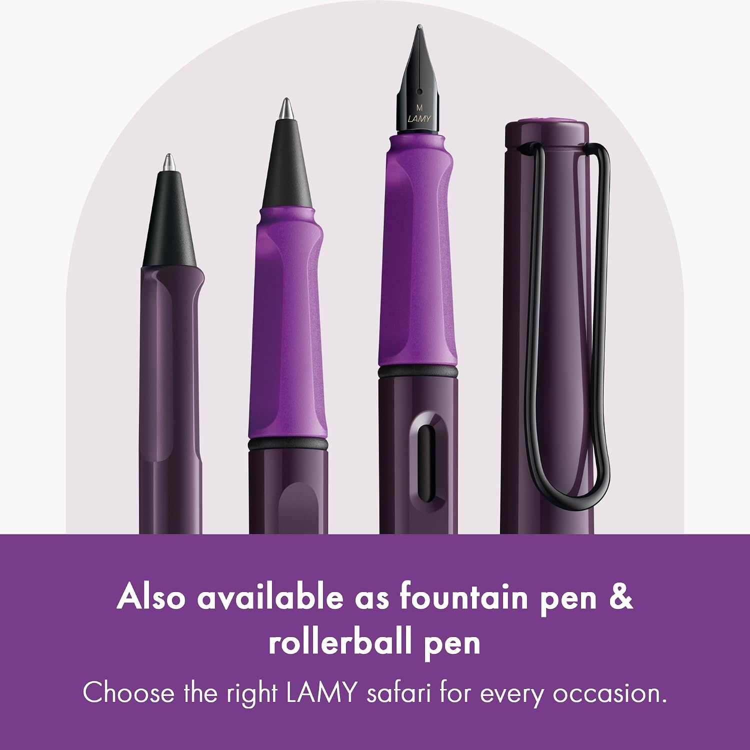 image:imageLamy safari umbra Ballpoint Pen with ergonomic grip amp line width M for pleasant long writing made of robust ASA plastic including large capacity refill M 16 in blackviolet blackberry