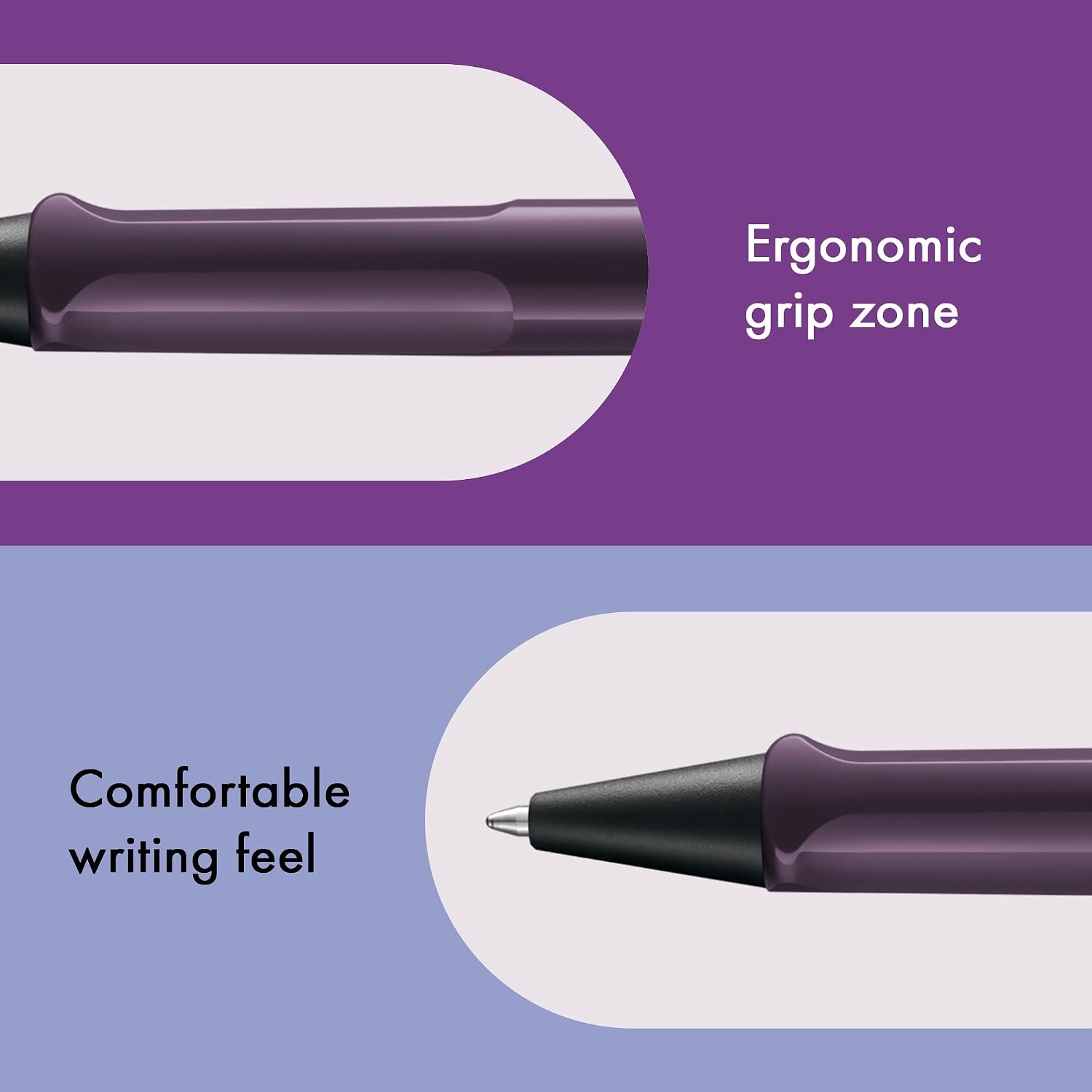 image:imageLamy safari umbra Ballpoint Pen with ergonomic grip amp line width M for pleasant long writing made of robust ASA plastic including large capacity refill M 16 in blackviolet blackberry