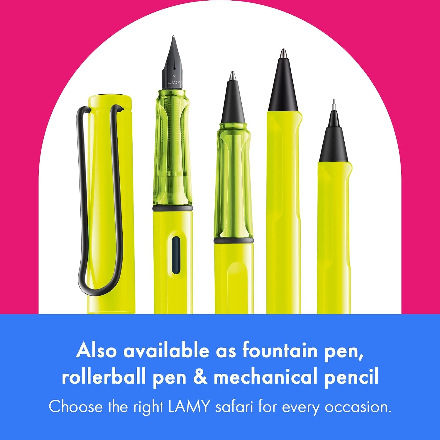image:imageLamy safari umbra Ballpoint Pen with ergonomic grip amp line width M for pleasant long writing made of robust ASA plastic including large capacity refill M 16 in blackneonyellow