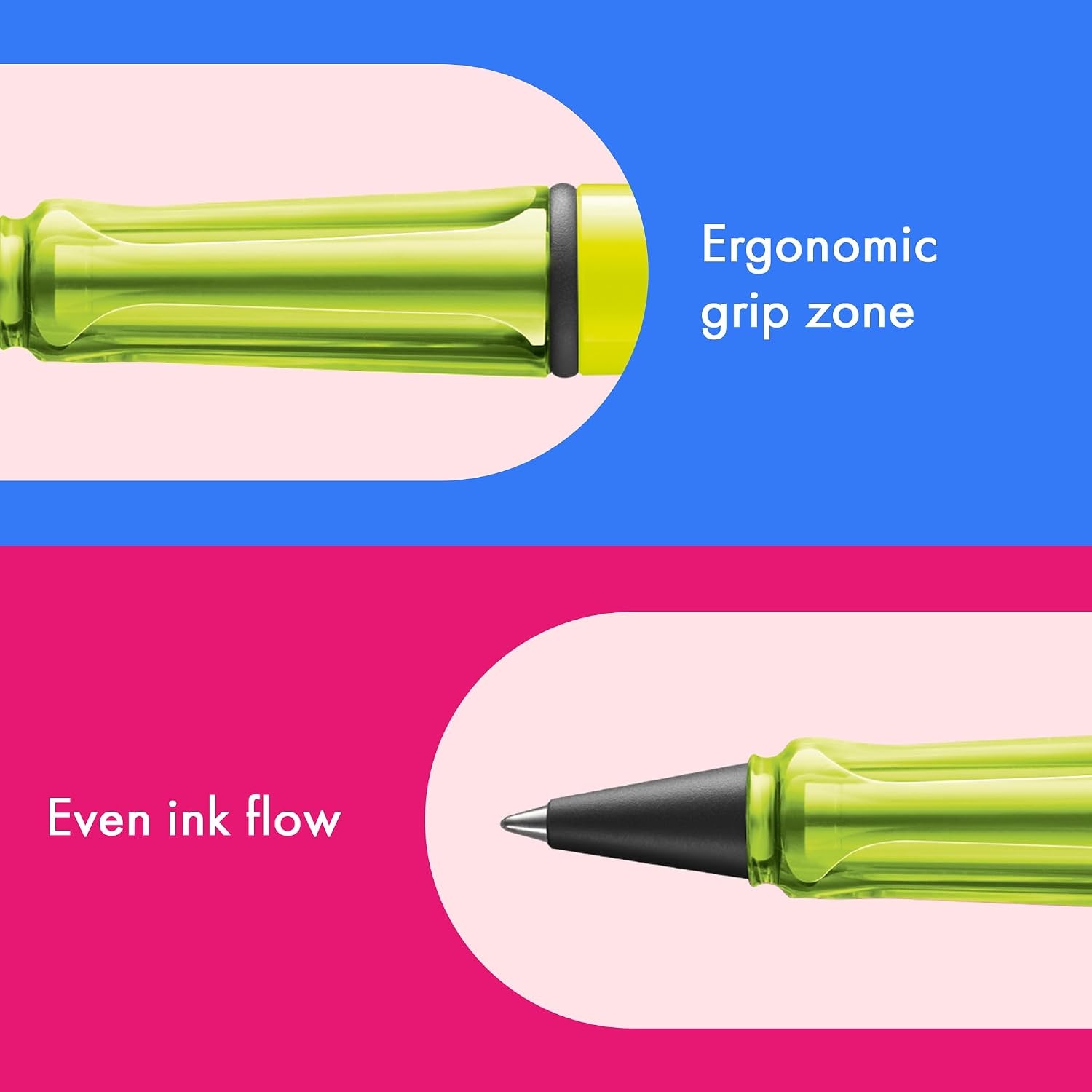 image:imageLamy safari vista Rollerball Pen with ergonomic grip amp line width M for pleasant long writing made of robust ASA plastic including rollerball refill M 63 in blueneonyellow