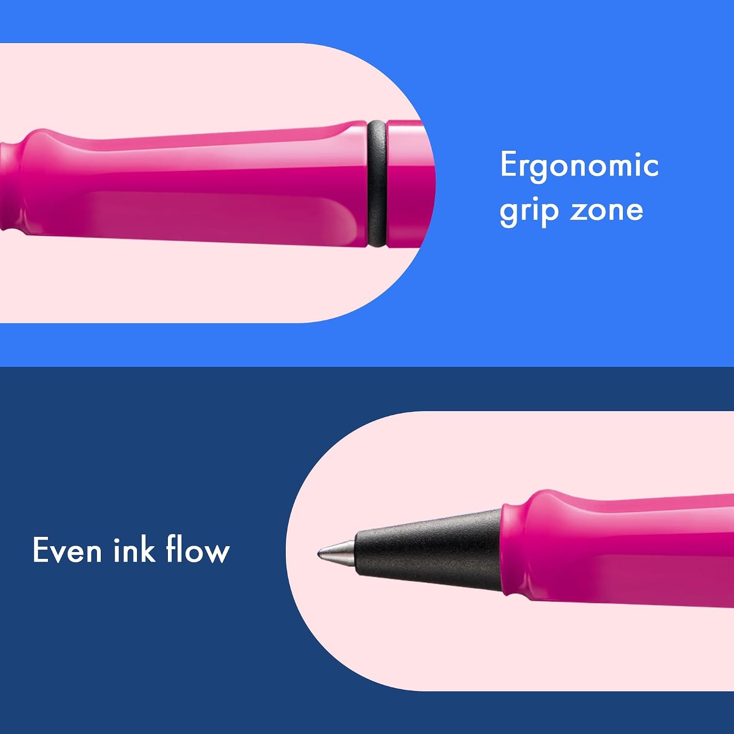 image:imageLamy safari white Rollerball Pen with ergonomic grip amp line width M for pleasant long writing made of robust ASA plastic including rollerball refill M 63 in bluepink