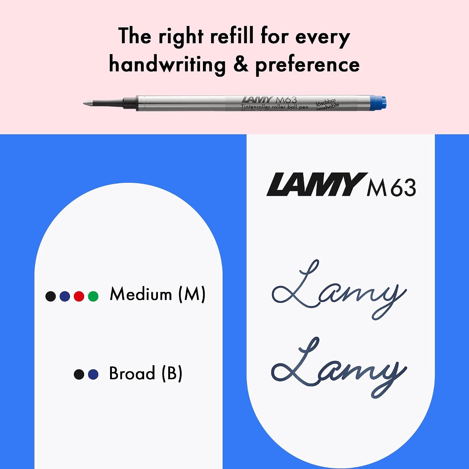 image:imageLamy safari white Rollerball Pen with ergonomic grip amp line width M for pleasant long writing made of robust ASA plastic including rollerball refill M 63 in bluepink