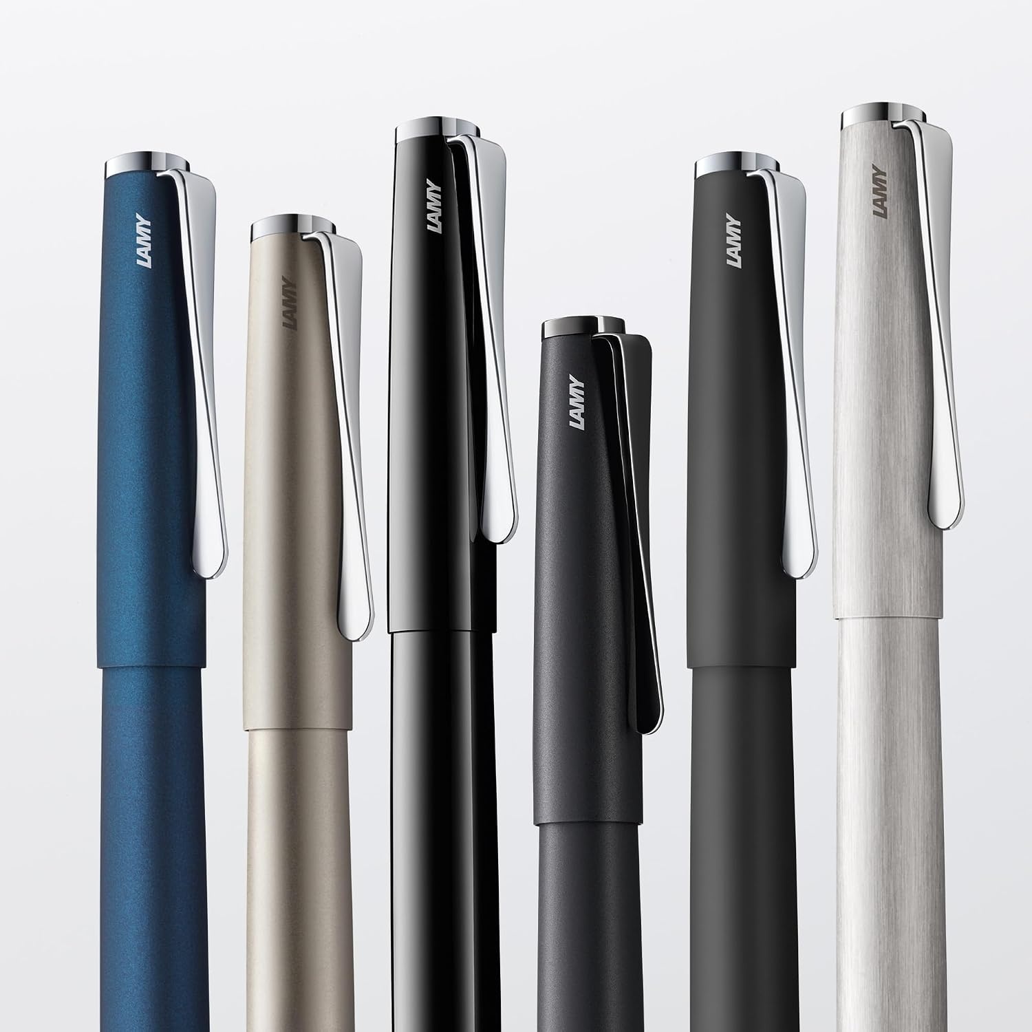 image:imageLamy studio black Fountain Pen in elegant metal body steel nib partially platinumplated amp in nib size M incl T 10 blue ink cartridgelxallblack