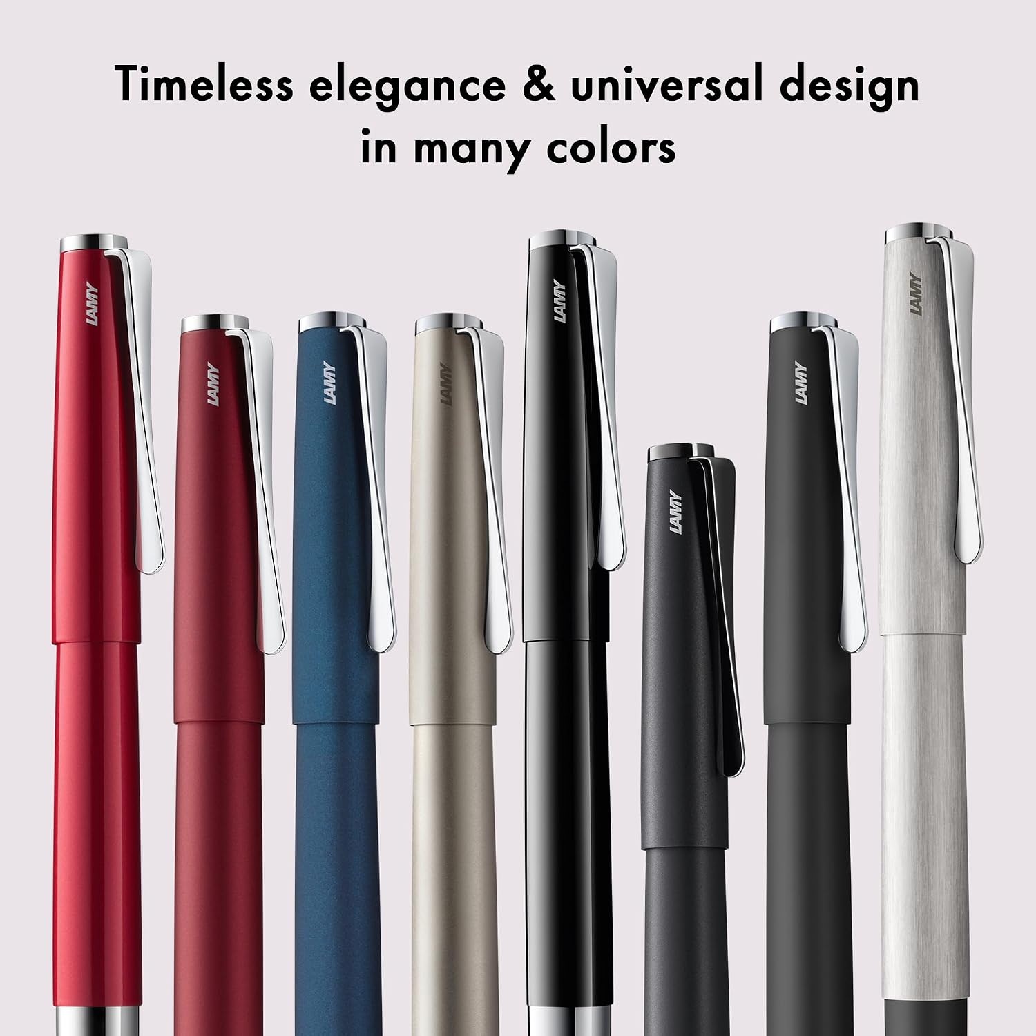 image:imageLamy studio black Fountain Pen in elegant metal body steel nib partially platinumplated amp in nib size M incl T 10 blue ink cartridgelxallblack