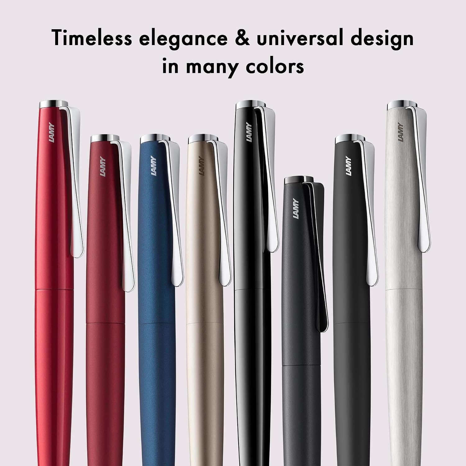 image:imageLamy studio black ballpoint pen in elegant stainless steel casing with propellershaped clip incl giant refill M 16 in line width M in blackbrushed