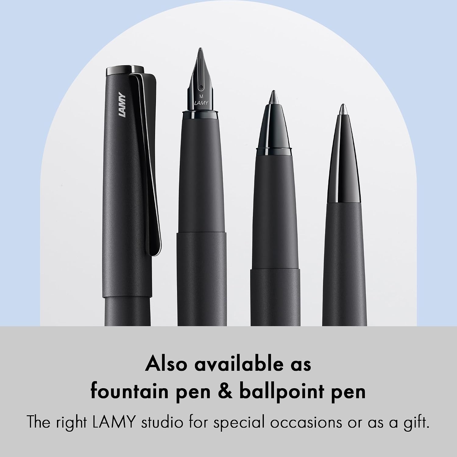 image:imageLamy studio imperialblue rollerball pen in elegant metal barrel with propellershaped clip amp in line width M M 63 rollerball refill in blacklxallblack