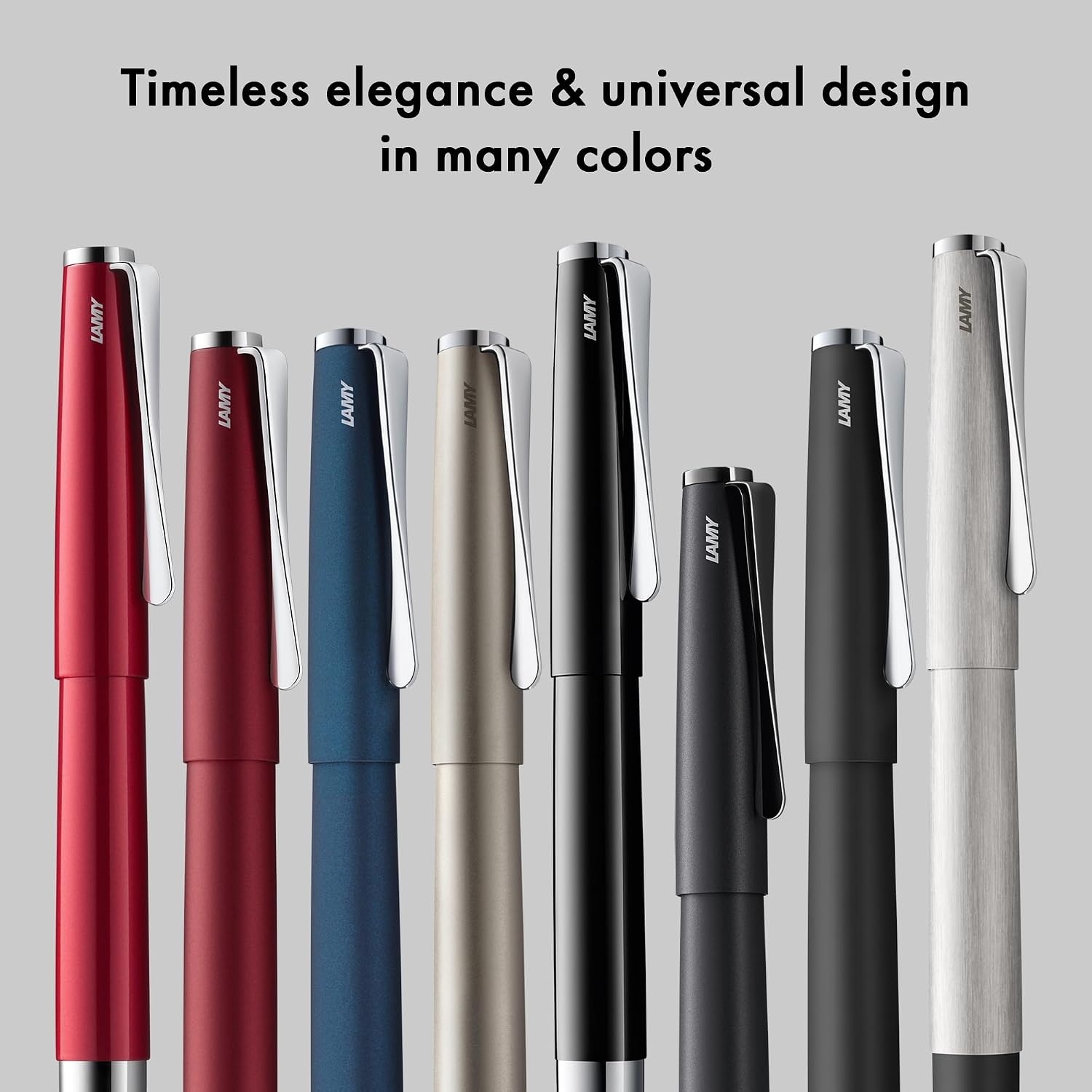 image:imageLamy studio imperialblue rollerball pen in elegant metal barrel with propellershaped clip amp in line width M M 63 rollerball refill in blackpianoblack