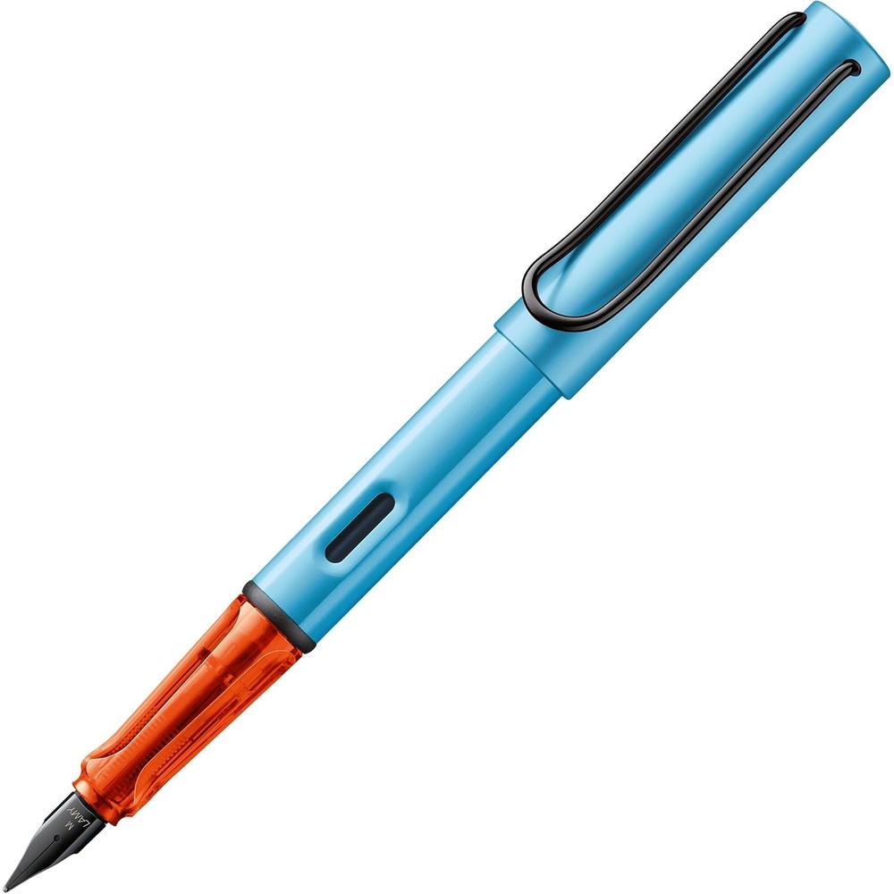 image:imageLAMY ALstar black Fountain Pen with ergonomic grip amp black steel nib in size EF lightweight aluminum body including LAMY T 10 blue cartridge RightHandeddenim