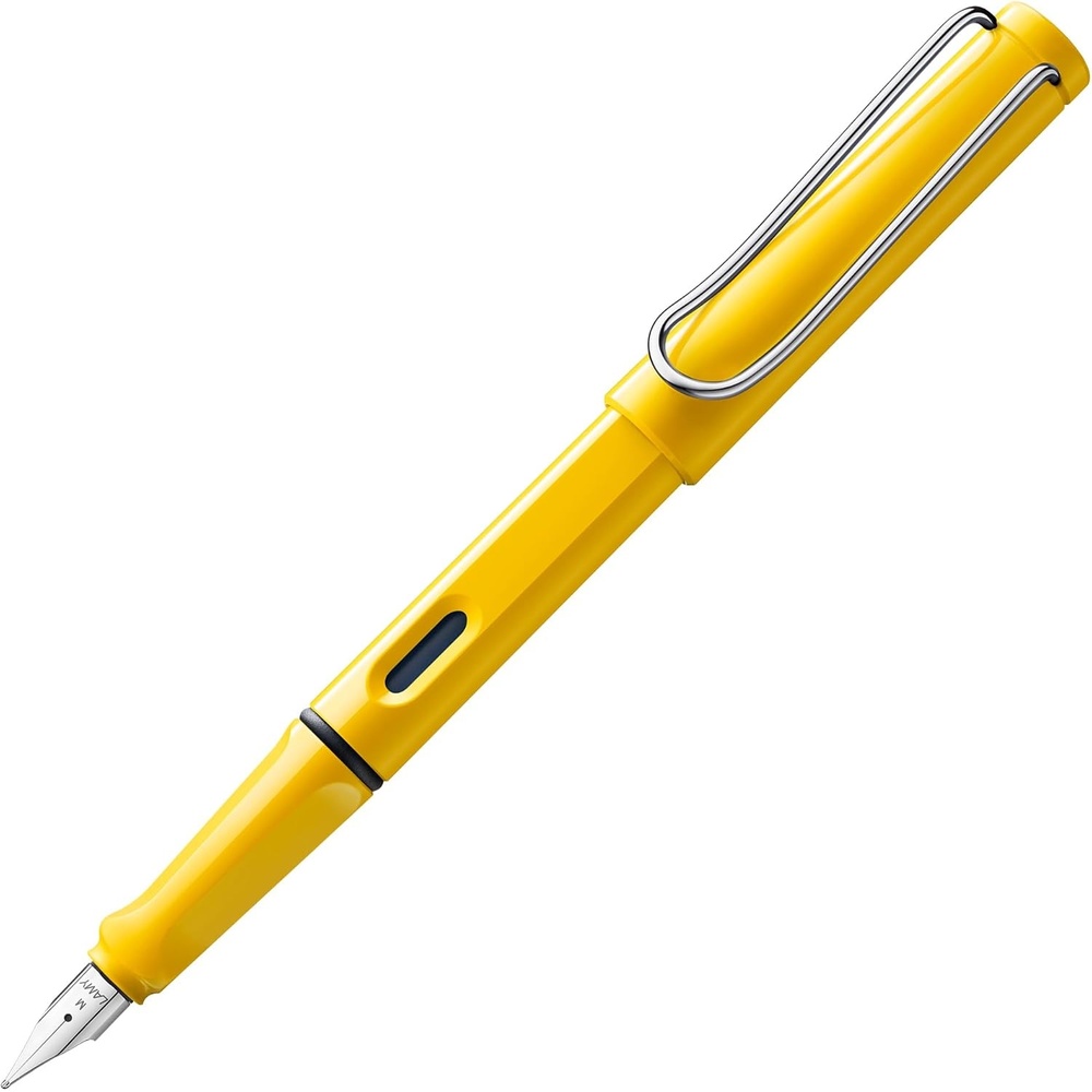 image:imageLAMY safari umbra Fountain Pen with ergonomic grip amp black steel nib in size M ideal for any Writing amp Calligraphy including LAMY T 10 blue cartridge RightHandedyellow