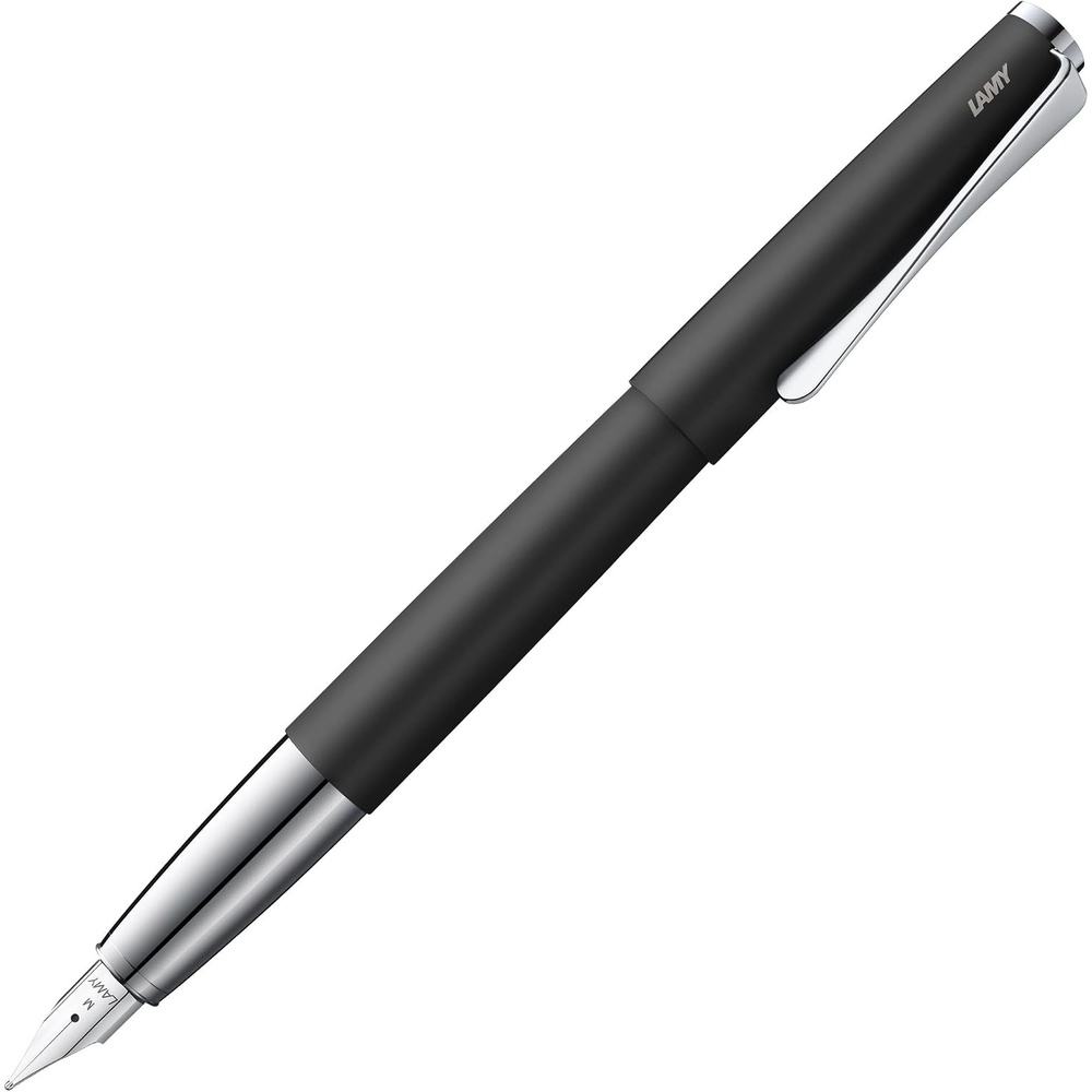 image:imageLamy studio black  Fountain Pen in elegant metal body  steel nib partially platinumplated amp in nib size EF  incl T 10 blue ink cartridge1 Count Pack of 1