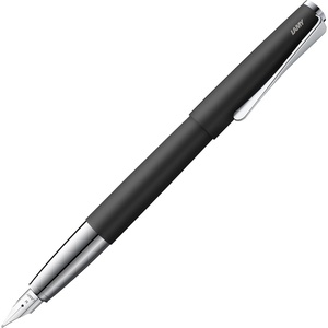 Lamy studio black – Fountain Pen in elegant metal body – steel nib, partially platinum-plated & in nib size M – incl T 10 blue ink cartridge(black)