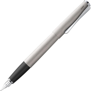 Lamy studio black – Fountain Pen in elegant metal body – steel nib, partially platinum-plated & in nib size M – incl T 10 blue ink cartridge(brushed)