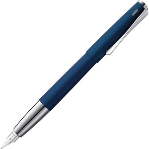 Lamy studio black – Fountain Pen in elegant metal body – steel nib, partially platinum-plated & in nib size M – incl T 10 blue ink cartridge(imperialblue)